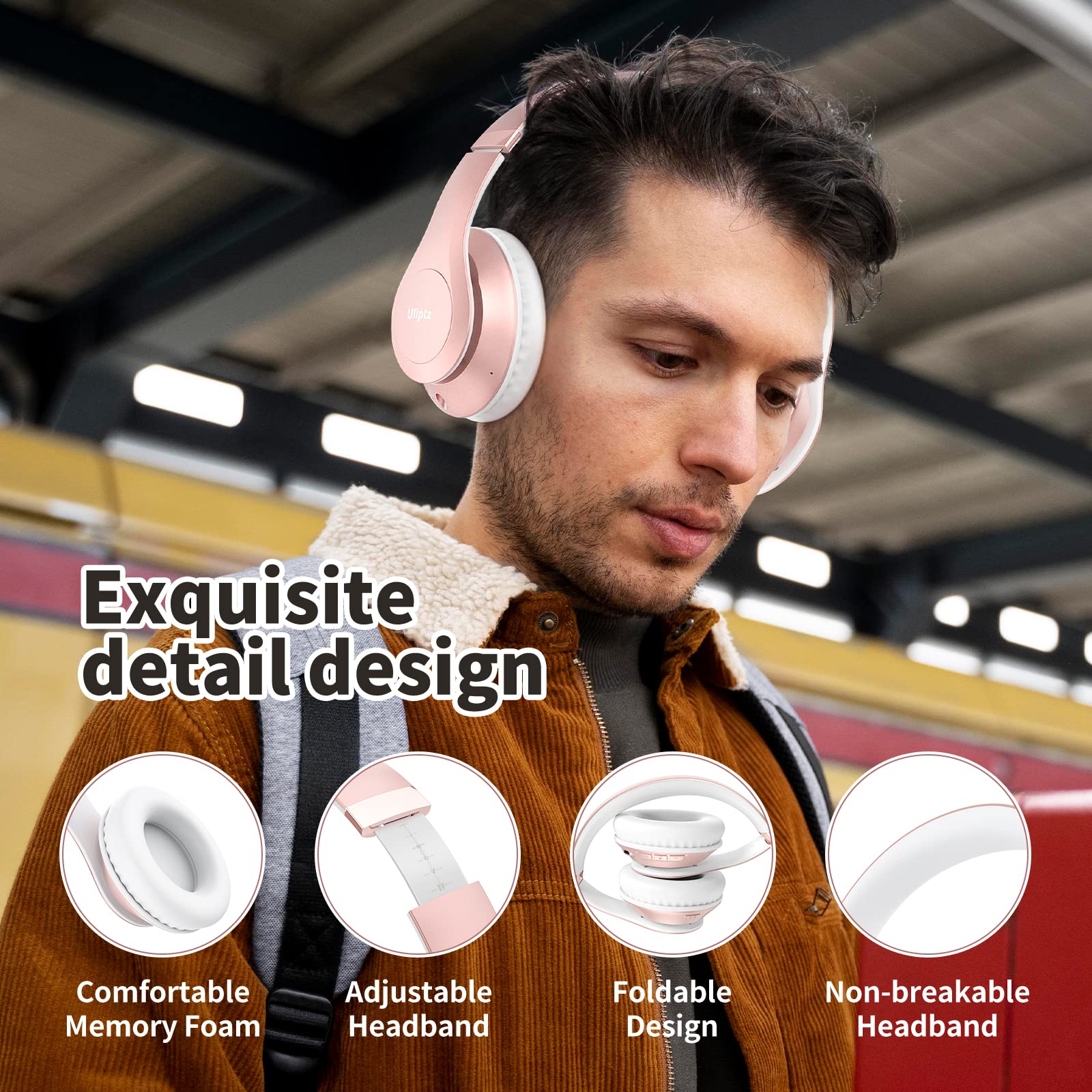 Foto 5 pulgar | Auriculares Inalámbricos Bluetooth Uliptz 65h Playtime Rose Gold - Venta Internacional.