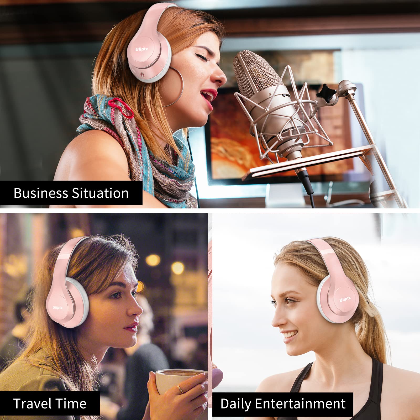 Foto 7 | Auriculares Inalámbricos Bluetooth Uliptz 65h Playtime Rose Gold - Venta Internacional.