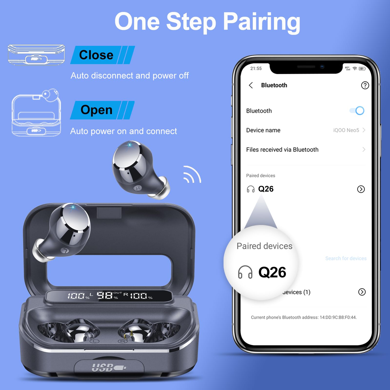 Foto 7 pulgar | Auriculares Inalámbricos Bluetooth 5.3 Lekaby 2024 Con 128 H De Tiempo De Reproducción - Venta Internacional.