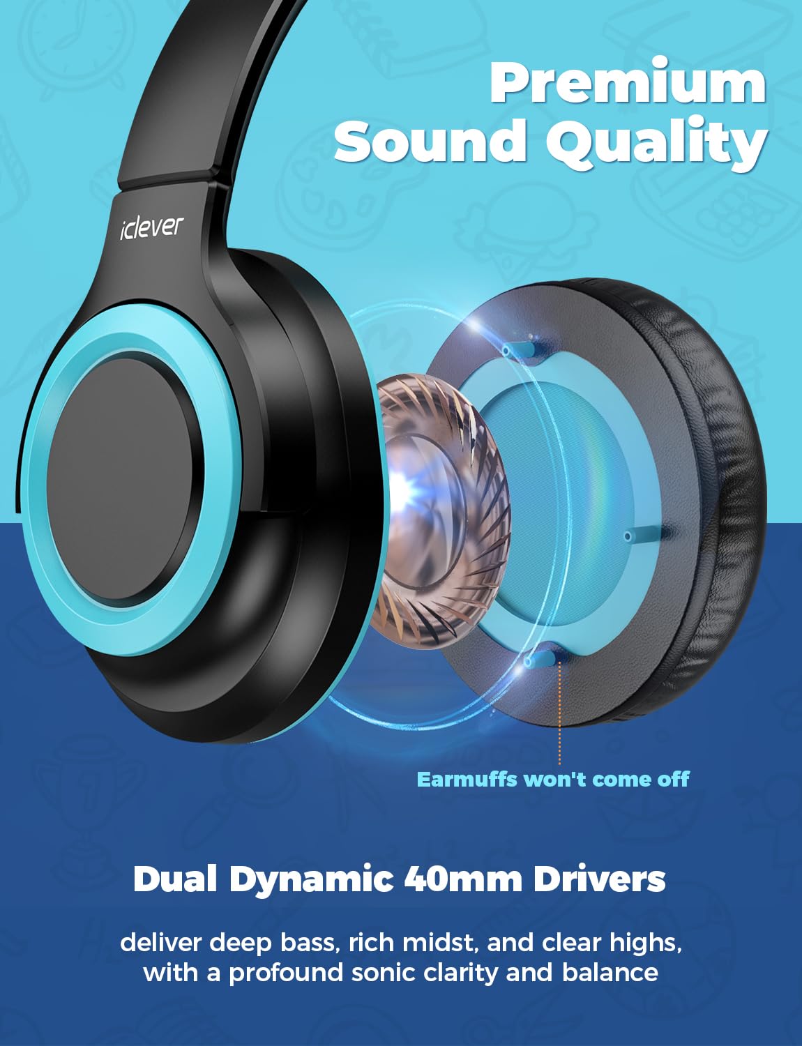 Foto 5 pulgar | Auriculares Iclever Hs22 Para Niños Con Divisor Para Compartir, Volumen De 94 Db - Venta Internacional.