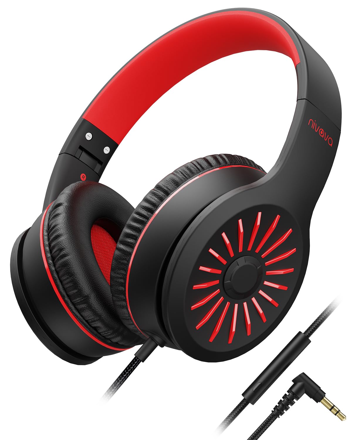 Foto 2 pulgar | Auriculares Nivava K16 Con Cable Con Micrófono Para Niños, Negro Y Rojo - Venta Internacional.