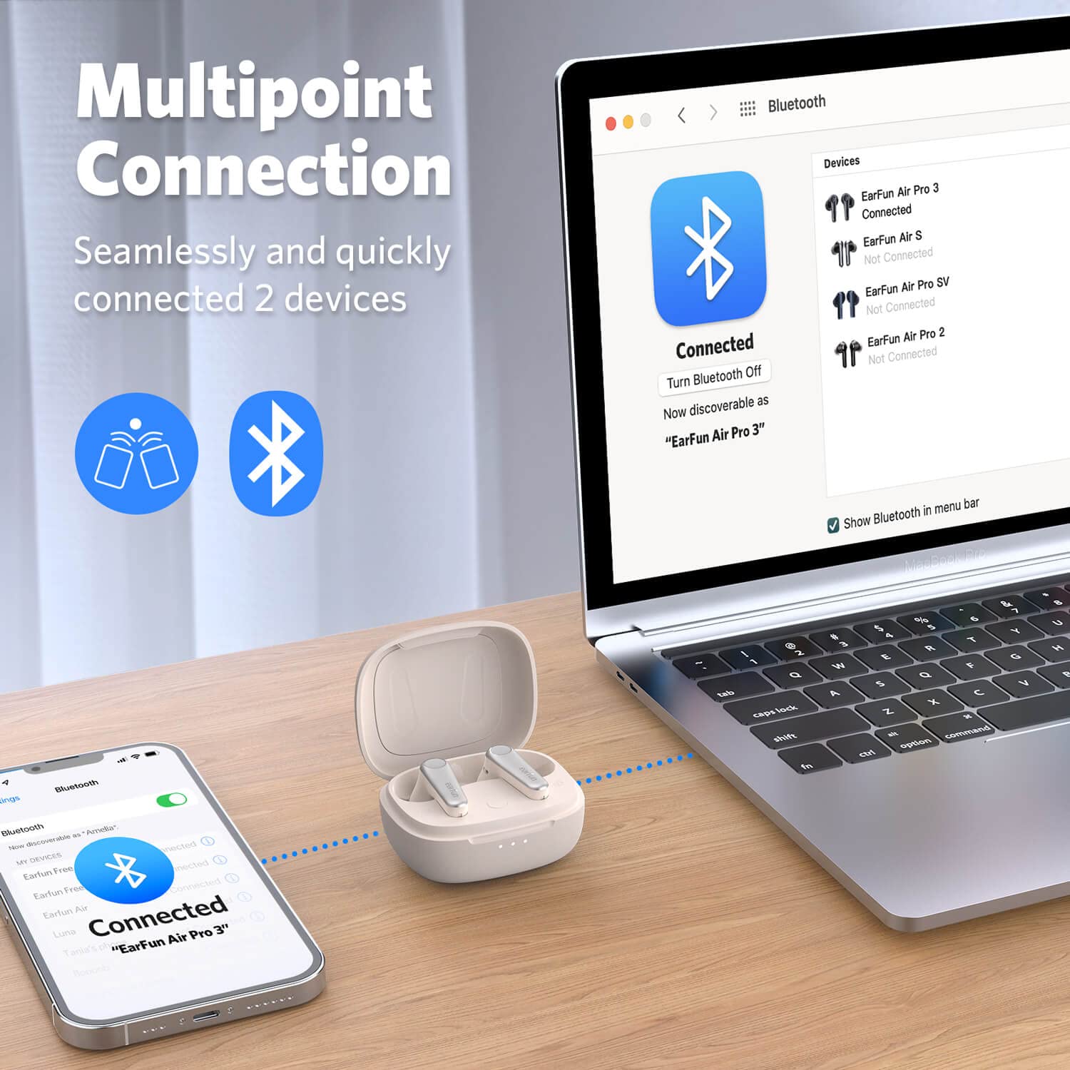 Foto 5 | Auriculares Inalámbricos Earfun Air Pro 3 Qualcomm Aptx 45h Playtime - Venta Internacional.