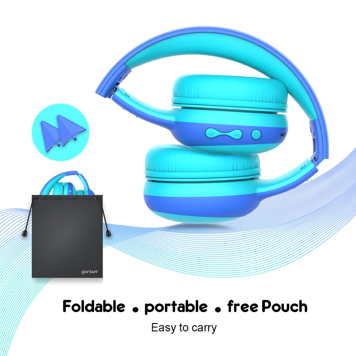 Foto 6 pulgar | Auriculares Bluetooth Para Niños Gorsun Con Micrófono, Color Azul - Venta Internacional.