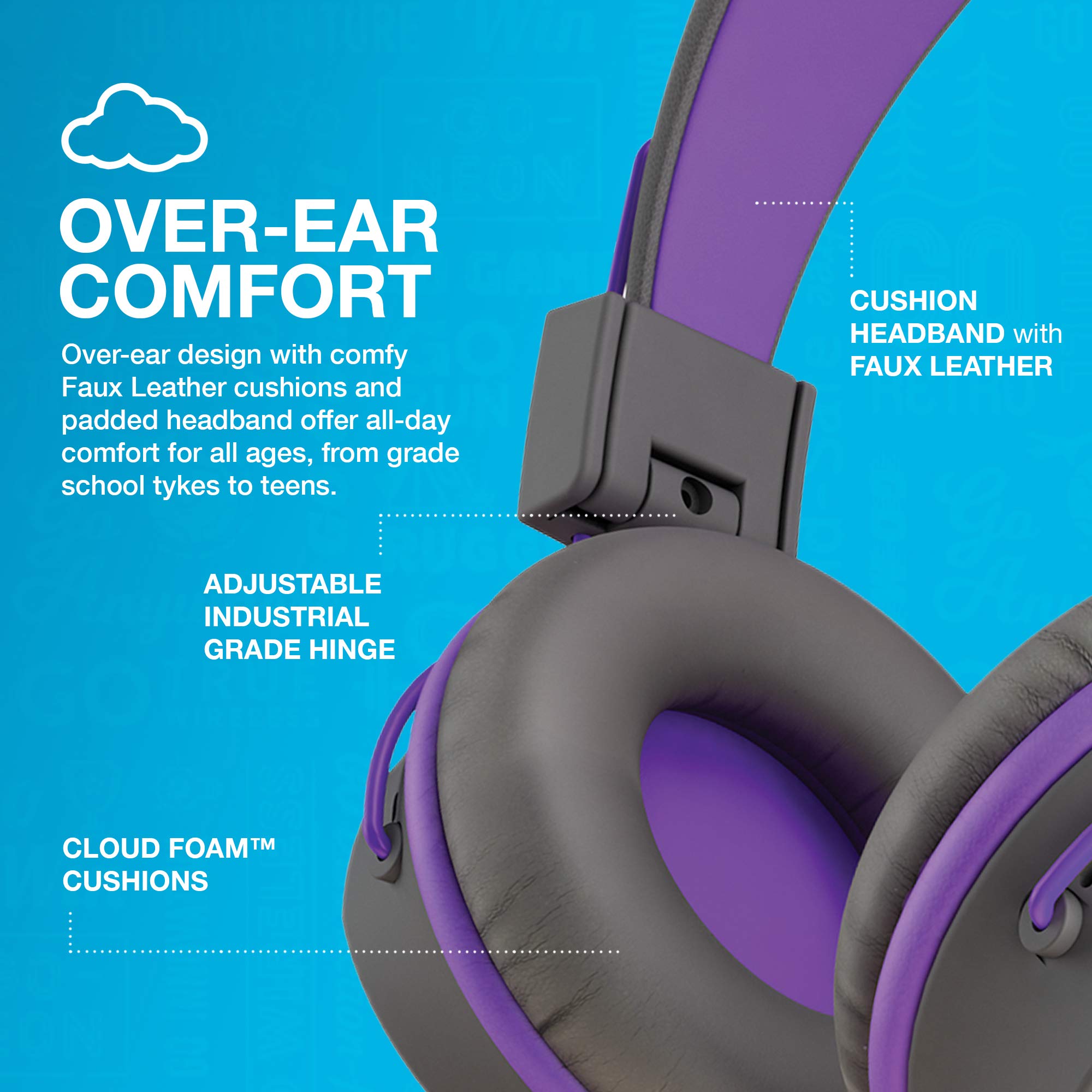 Foto 6 pulgar | Auriculares Jlab Jbuddies Studio On-ear Kids Con Cable, Grafito Y Morado - Venta Internacional.