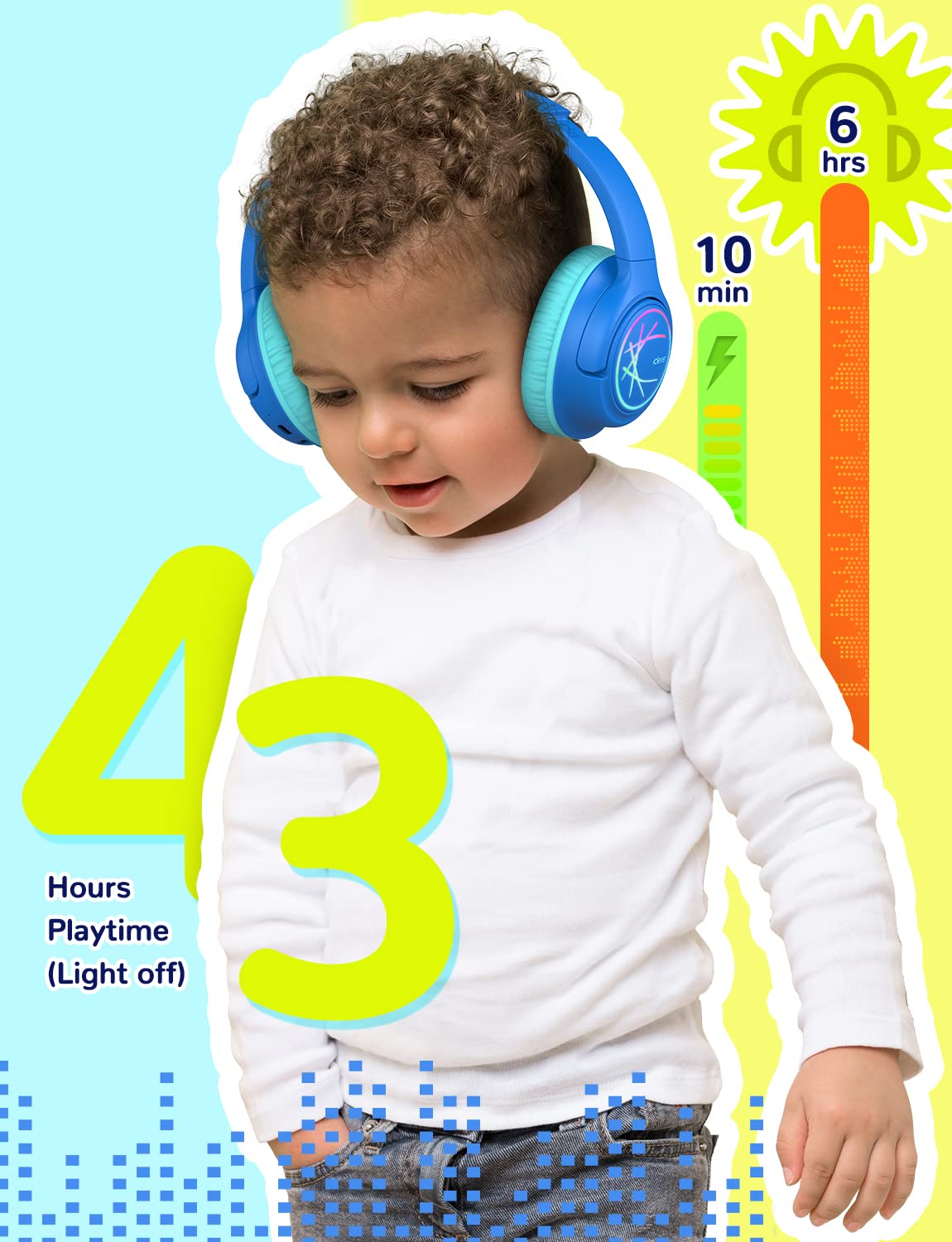 Foto 5 pulgar | Auriculares Bluetooth Iclever Bth18 Para Niños Con Luces Led 43h, Color Azul - Venta Internacional.