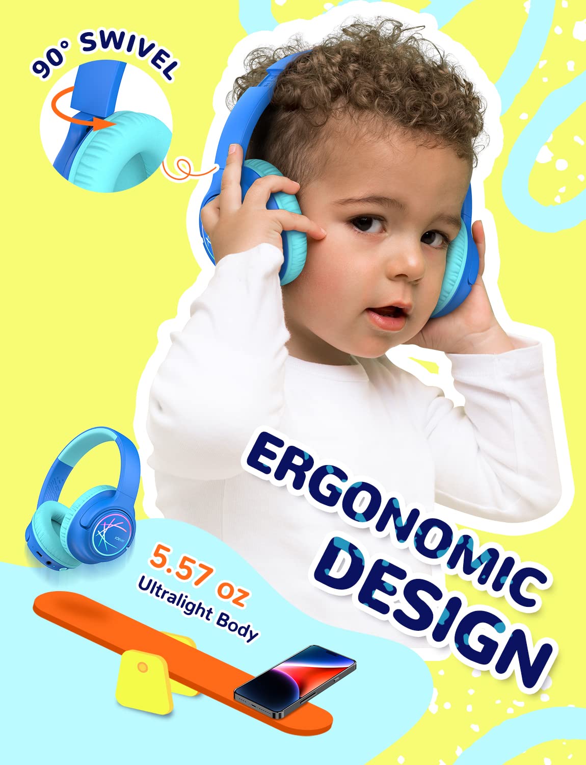 Foto 6 pulgar | Auriculares Bluetooth Iclever Bth18 Para Niños Con Luces Led 43h, Color Azul - Venta Internacional.