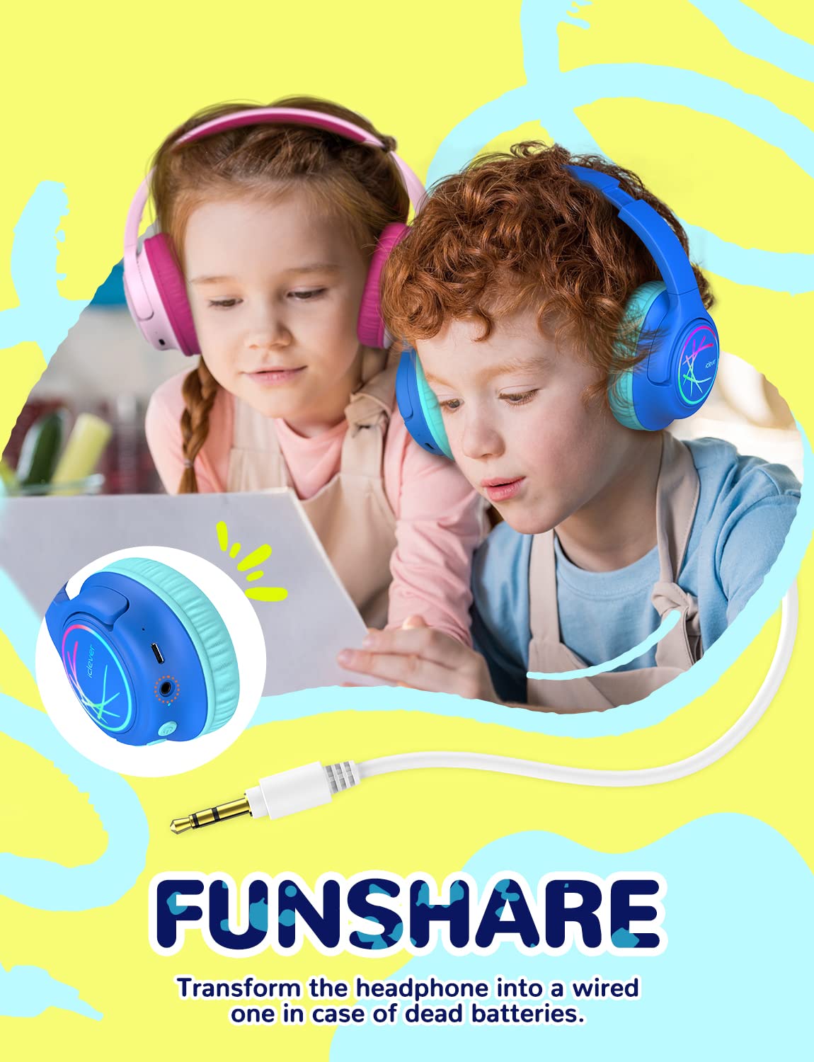 Foto 8 pulgar | Auriculares Bluetooth Iclever Bth18 Para Niños Con Luces Led 43h, Color Azul - Venta Internacional.