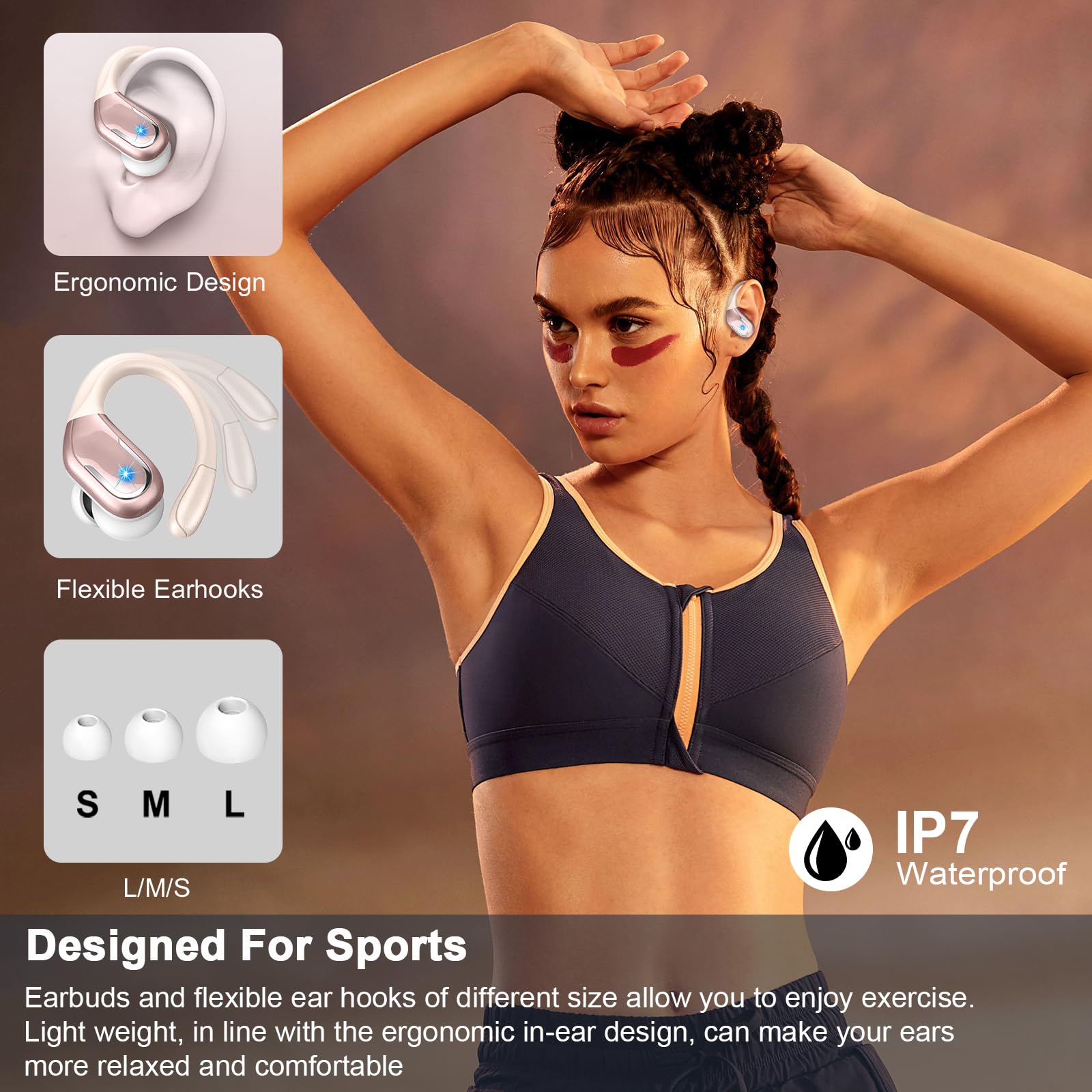 Foto 7 pulgar | Auricular Inalámbrico Ltinist 75h Bluetooth 5.3 Sport Ip7 Rosegold - Venta Internacional.