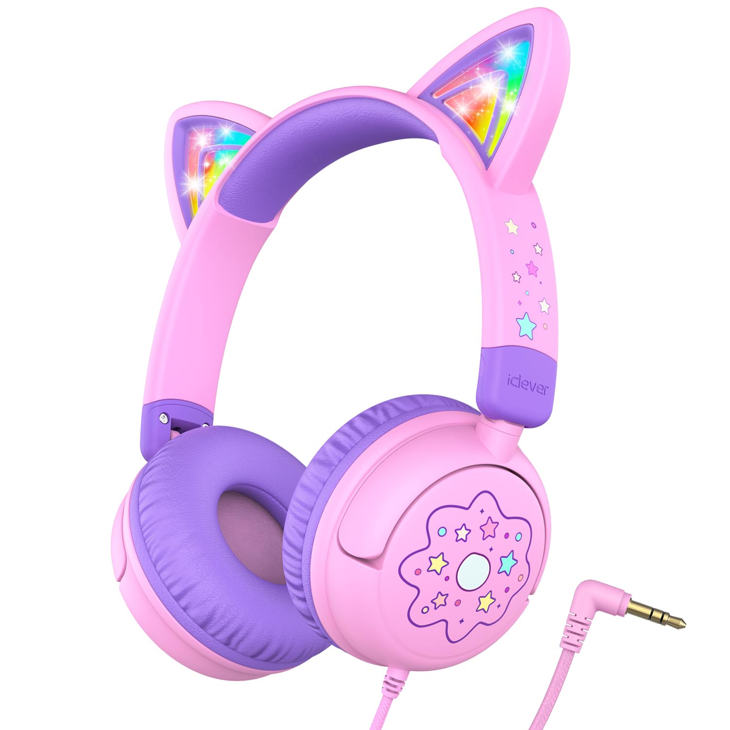 Foto 2 pulgar | Auriculares Iclever Cat Ear Para Niños Con Iluminación Led Estéreo, Color Rosa - Venta Internacional.