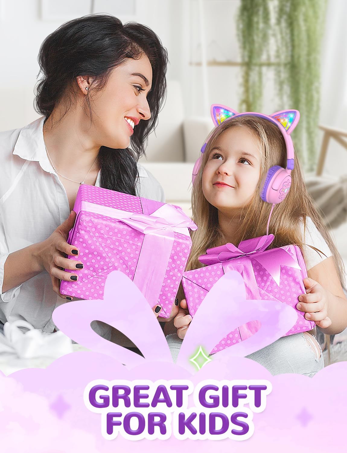 Foto 8 pulgar | Auriculares Iclever Cat Ear Para Niños Con Iluminación Led Estéreo, Color Rosa - Venta Internacional.