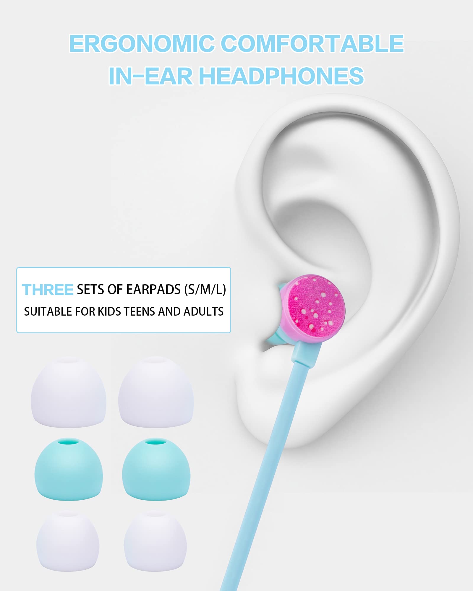 Foto 3 pulgar | Auriculares Con Cable Ohedmeh Cute Donut Kids Con Micrófono Skyblue - Venta Internacional.