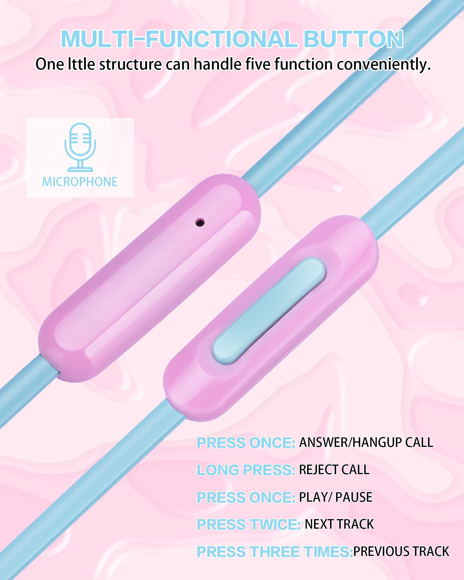 Foto 4 pulgar | Auriculares Con Cable Ohedmeh Cute Donut Kids Con Micrófono Skyblue - Venta Internacional.