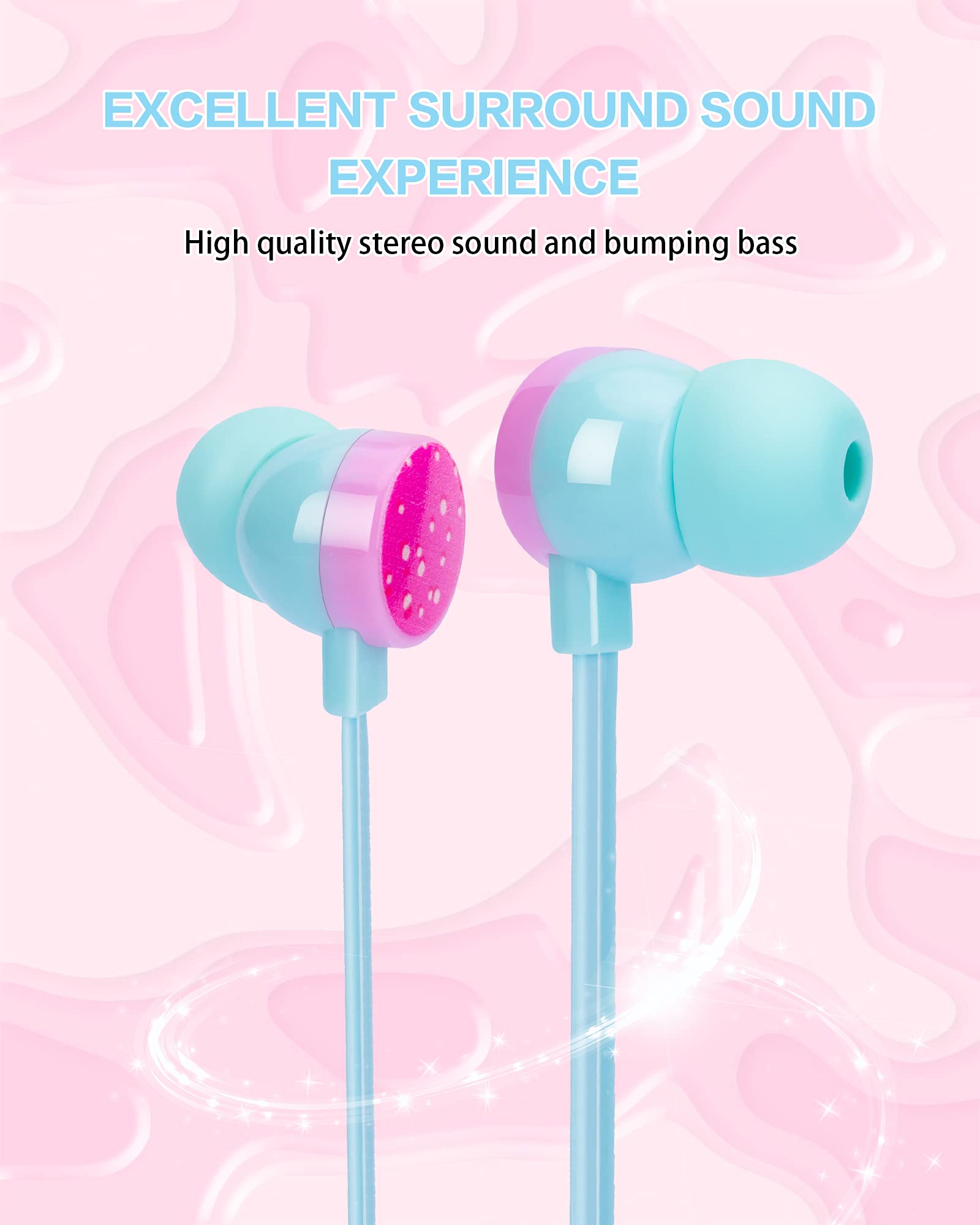 Foto 5 pulgar | Auriculares Con Cable Ohedmeh Cute Donut Kids Con Micrófono Skyblue - Venta Internacional.