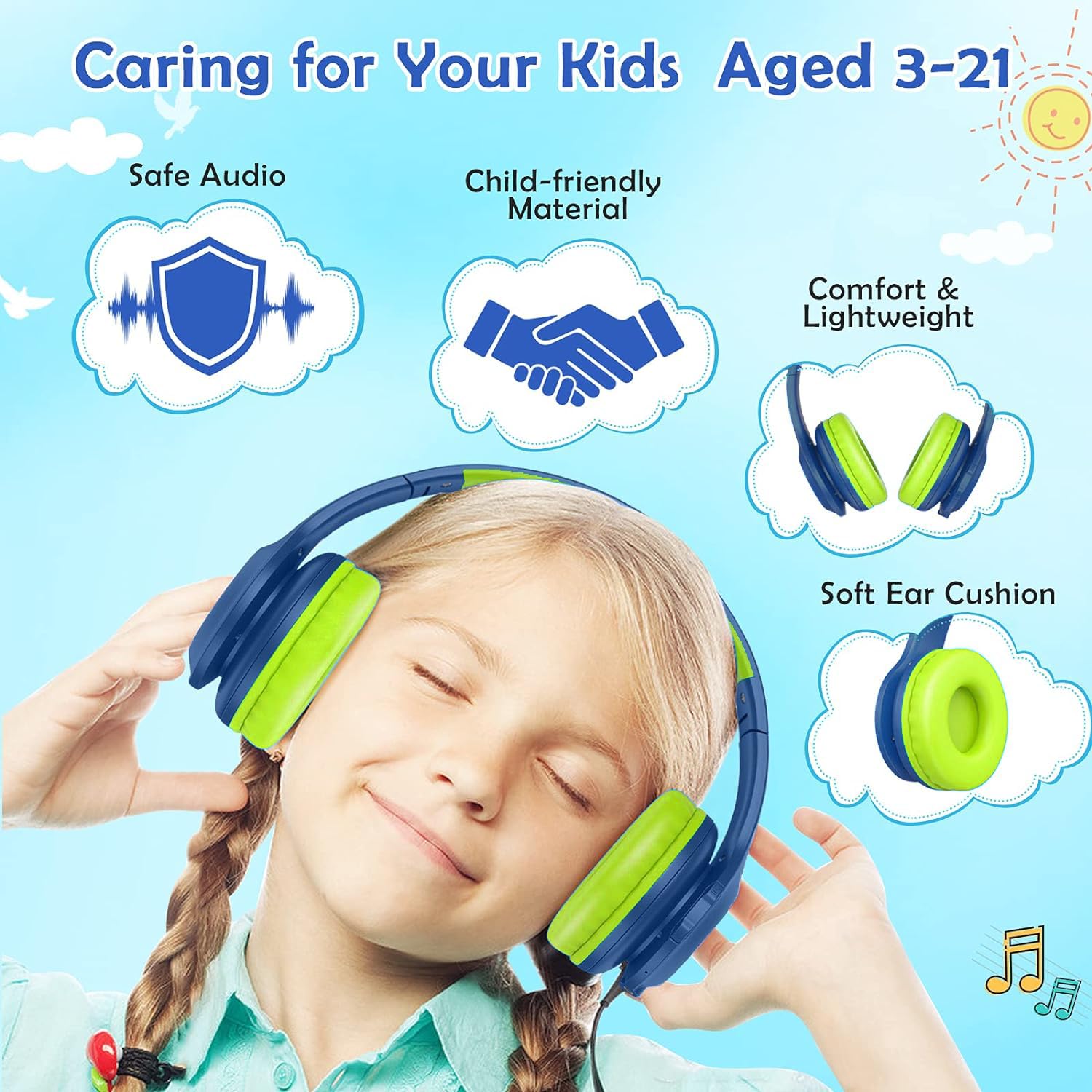 Foto 4 pulgar | Auriculares Inalámbricos Para Niños Candy Bila Cb01 Con Luces Led Azul/verde - Venta Internacional.