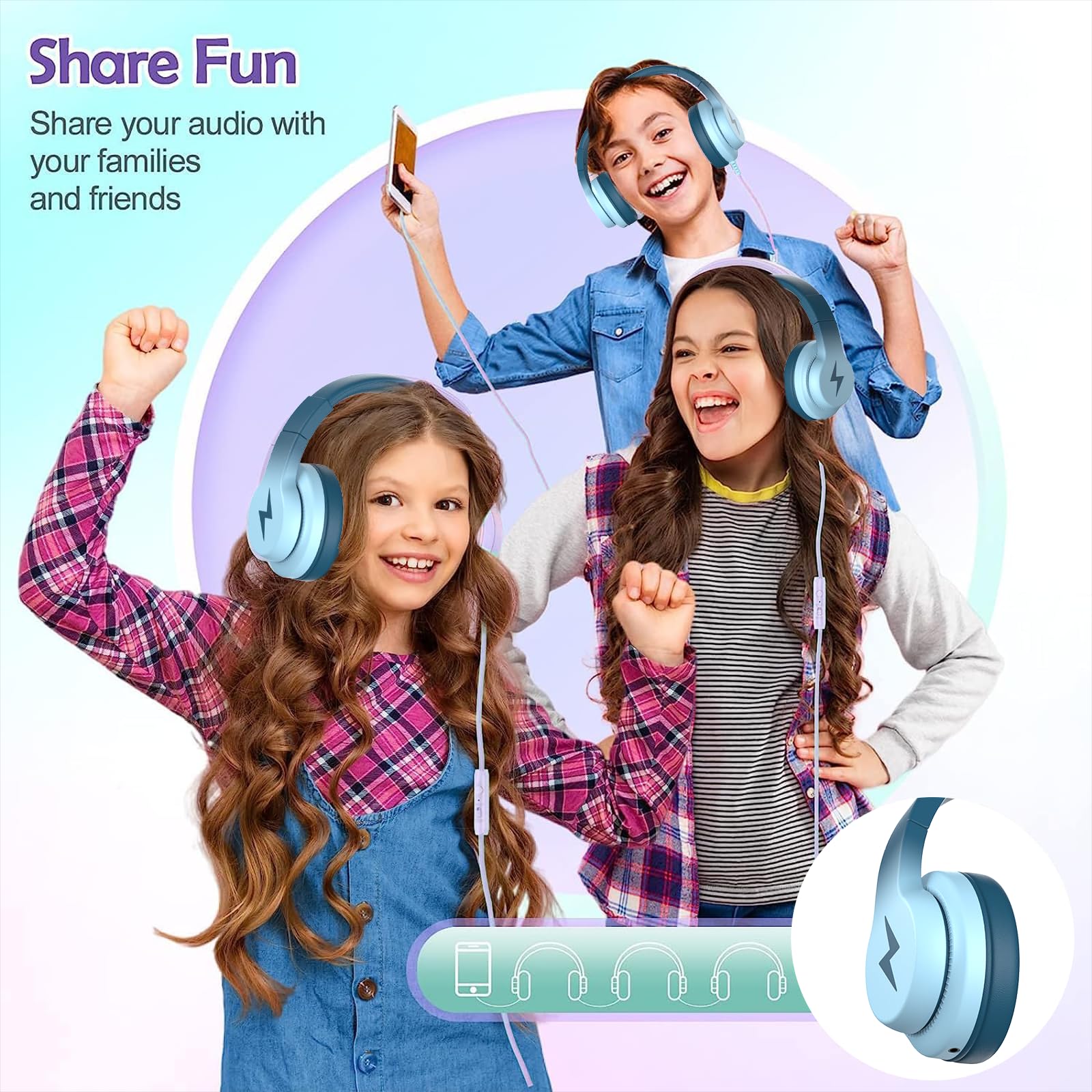 Foto 5 pulgar | Auriculares Candy Bila Kids Con Cable Y Limitador De Volumen De Micrófono - Venta Internacional.