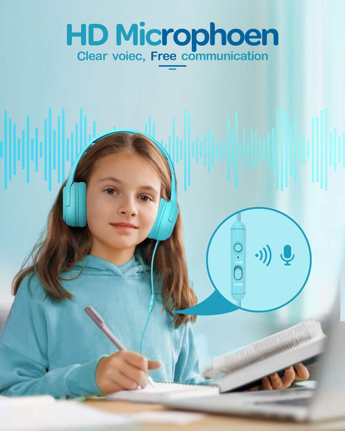 Foto 4 pulgar | Auriculares Awatrue At2 Para Niños Pequeños Con Cable, Límite De Volumen 85/94 Db - Venta Internacional.