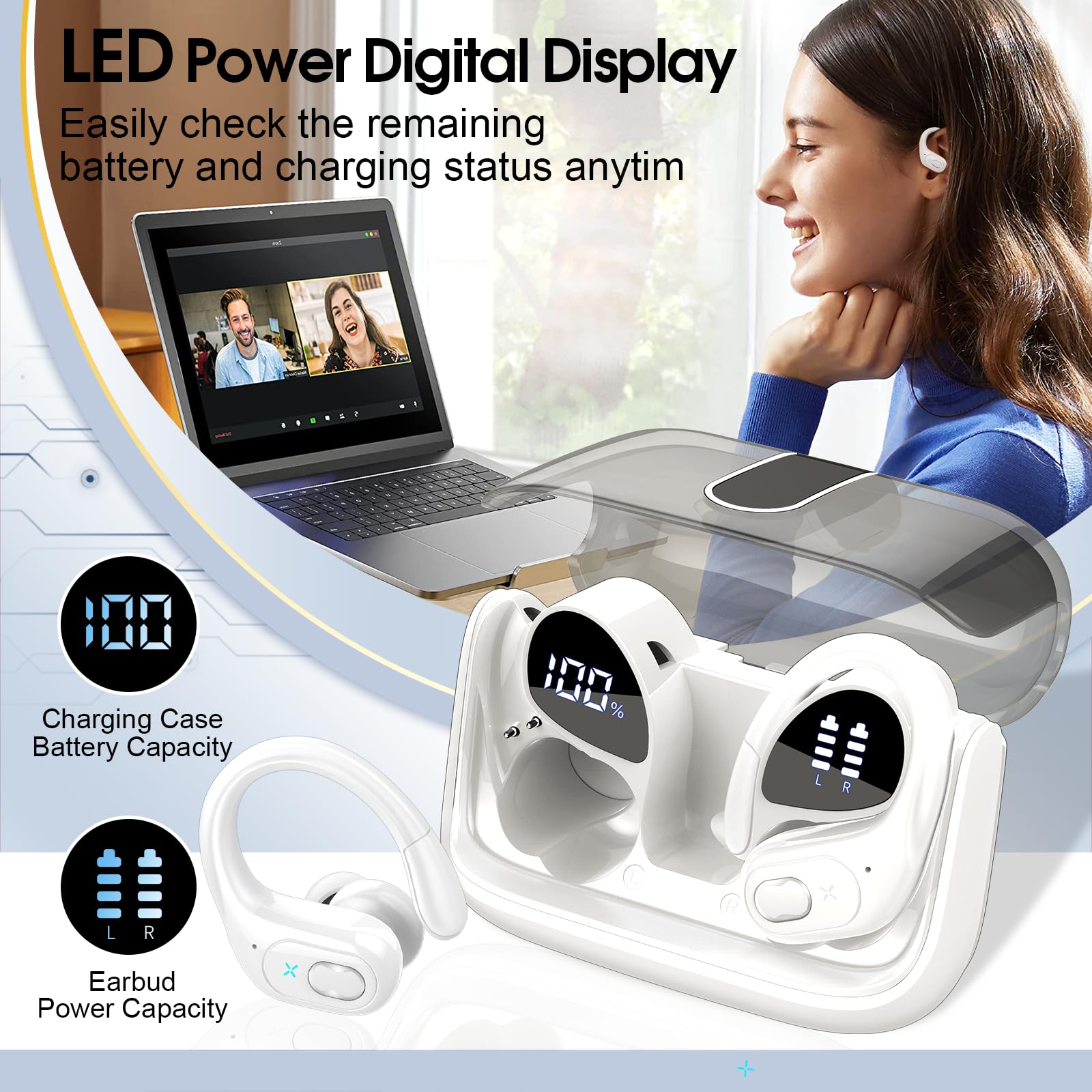 Foto 6 pulgar | Auriculares Inalámbricos Aptkdoe 75hrs Bluetooth 5.3 Headphone Sport - Venta Internacional.