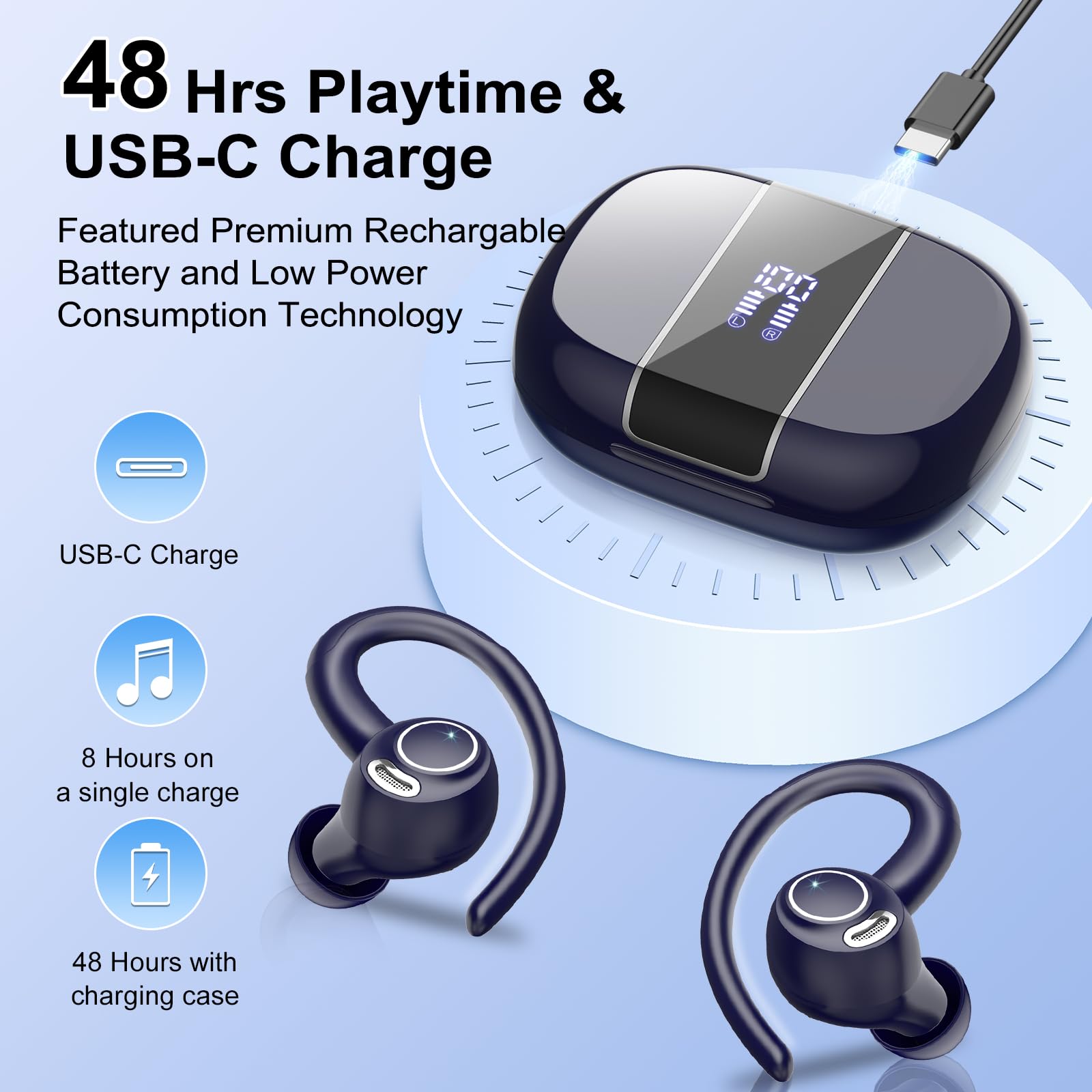 Foto 5 pulgar | Auriculares Inalámbricos Casan Sport Bluetooth 5.3 Over Ear Ip7 - Venta Internacional.
