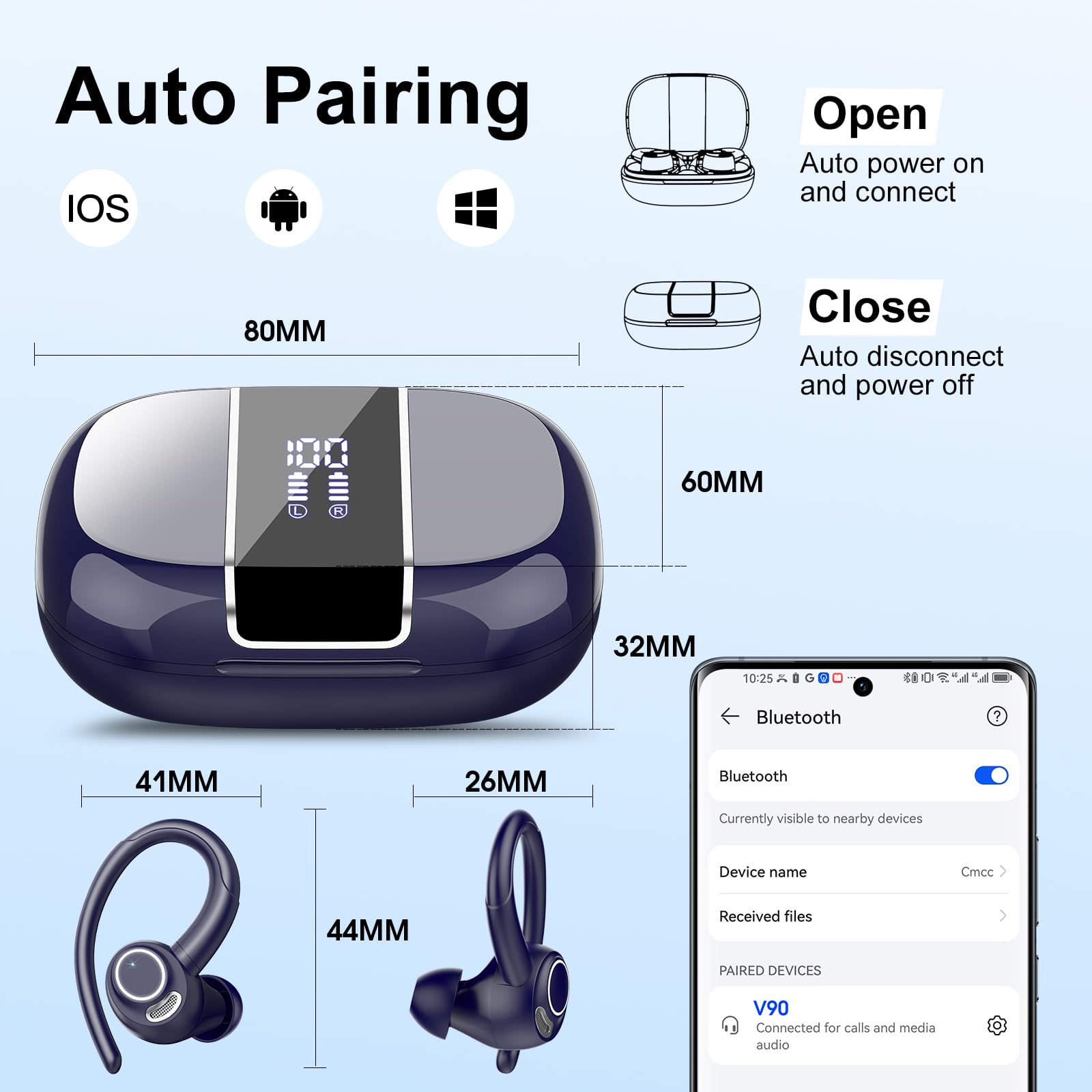 Foto 7 pulgar | Auriculares Inalámbricos Casan Sport Bluetooth 5.3 Over Ear Ip7 - Venta Internacional.