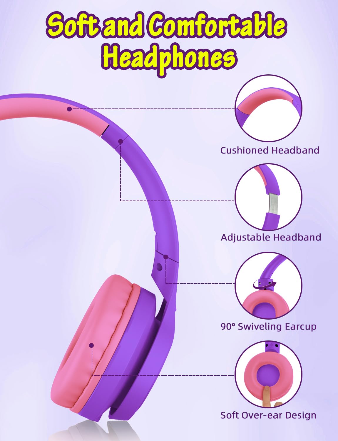 Foto 6 pulgar | Auriculares Voopwink Kids Con Micrófono Para Colocar Sobre La Oreja Con Cable - Venta Internacional.