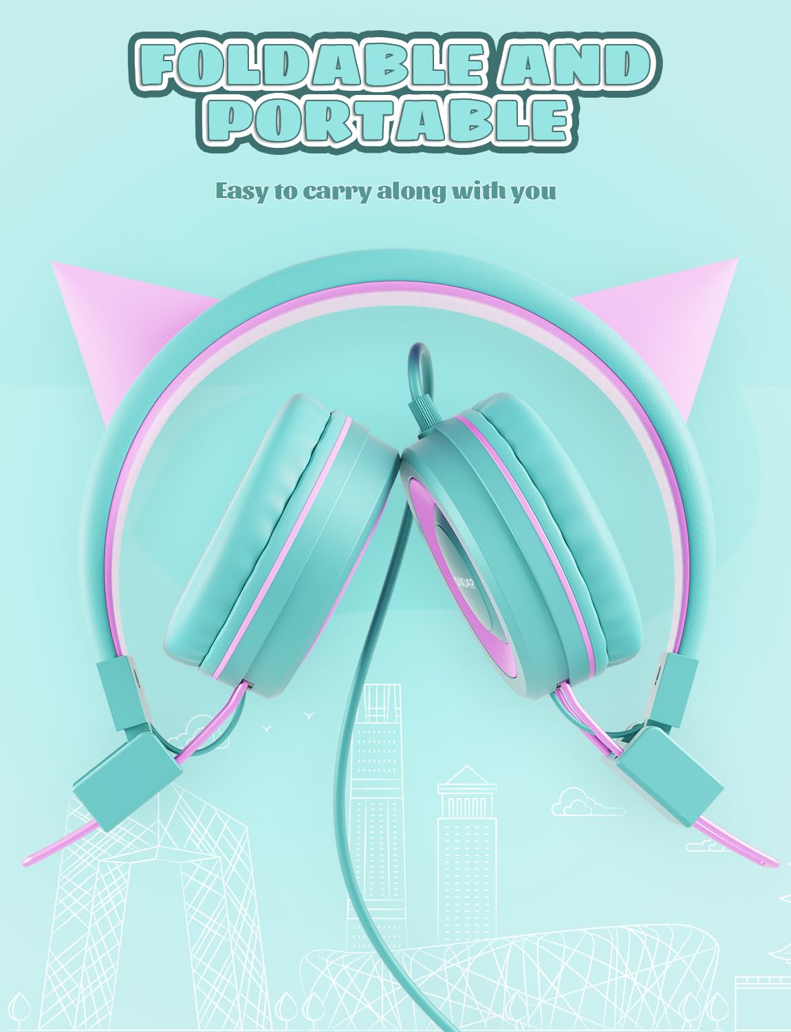 Foto 3 pulgar | Auriculares Simjar Cat Ear Kids Para La Escuela Green Wired - Venta Internacional.