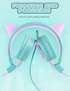 Foto 2 | Auriculares Simjar Cat Ear Kids Para La Escuela Green Wired - Venta Internacional.