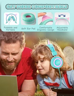 Foto 4 | Auriculares Simjar Cat Ear Kids Para La Escuela Green Wired - Venta Internacional.