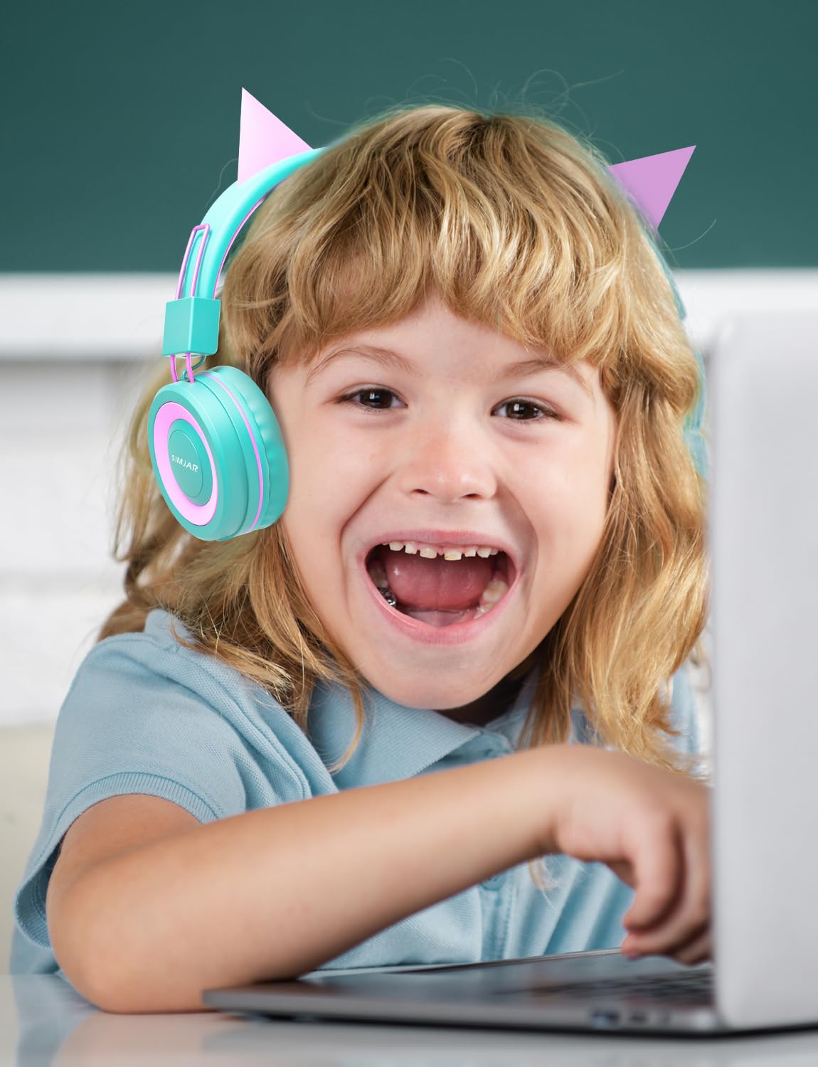 Foto 7 pulgar | Auriculares Simjar Cat Ear Kids Para La Escuela Green Wired - Venta Internacional.