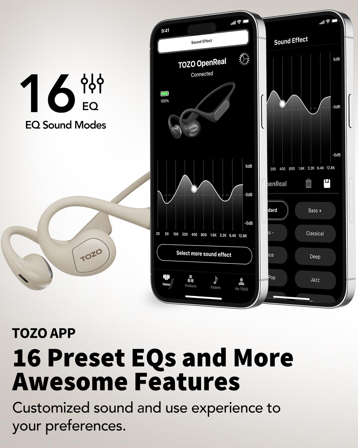 Foto 5 | Auriculares Abiertos Tozo Openreal Bluetooth 5.3 Khaki - Venta Internacional.