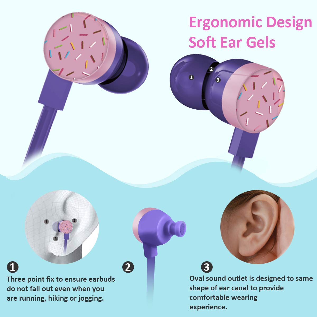 Foto 4 pulgar | Auriculares Qearfun Donut Para Niños Con Micrófono Y Funda De Almacenamiento - Venta Internacional.