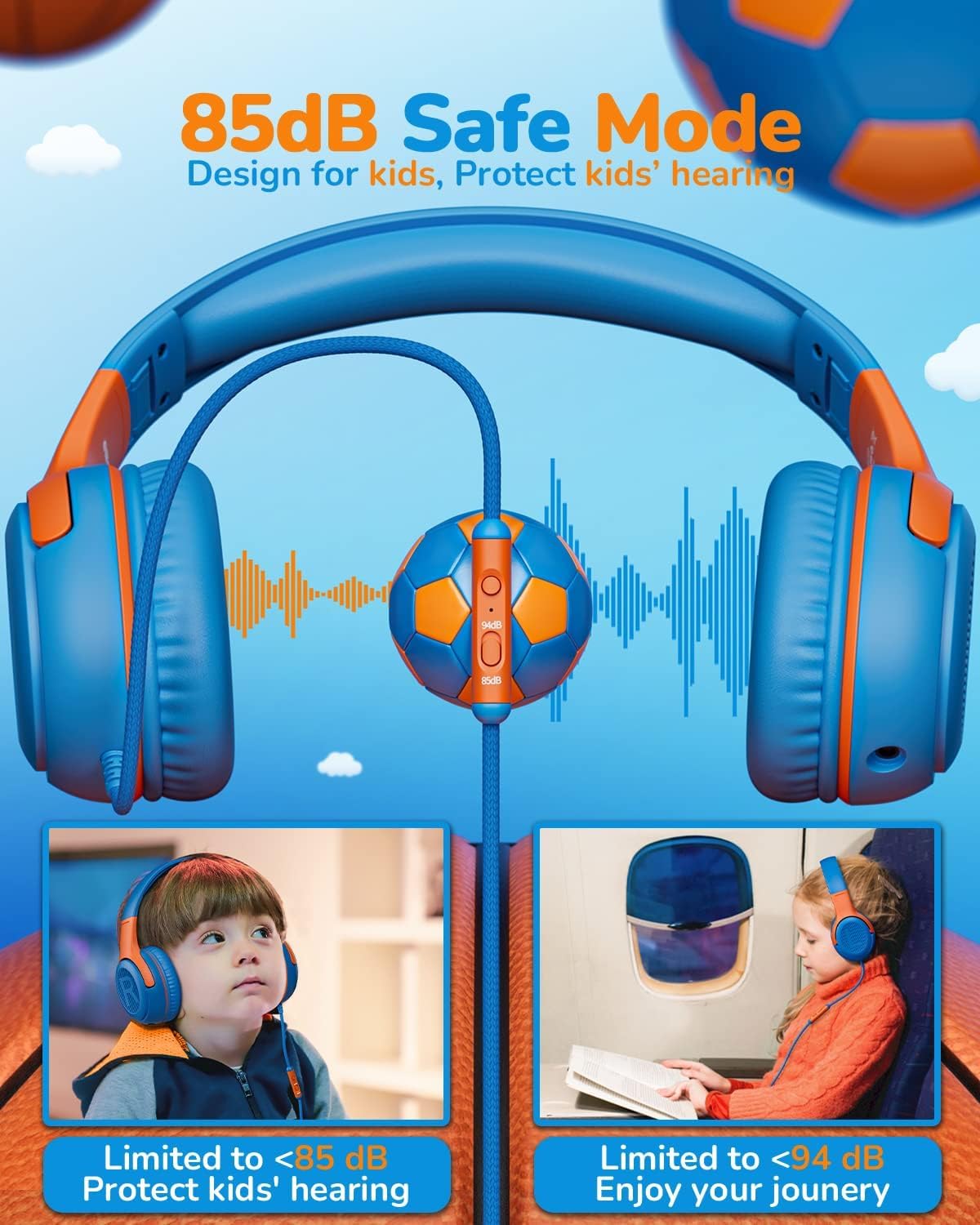 Foto 2 | Auriculares Awatrue Kids Con Cable Y Micrófono Con Límite De Volumen De 85/94 Db - Venta Internacional.