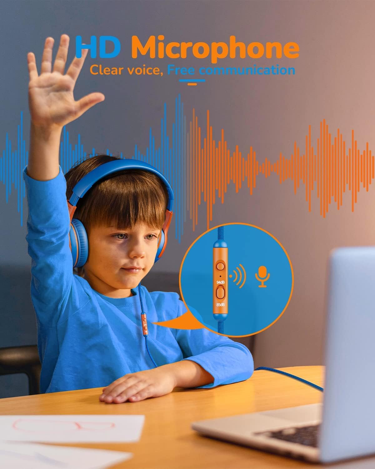 Foto 5 pulgar | Auriculares Awatrue Kids Con Cable Y Micrófono Con Límite De Volumen De 85/94 Db - Venta Internacional.