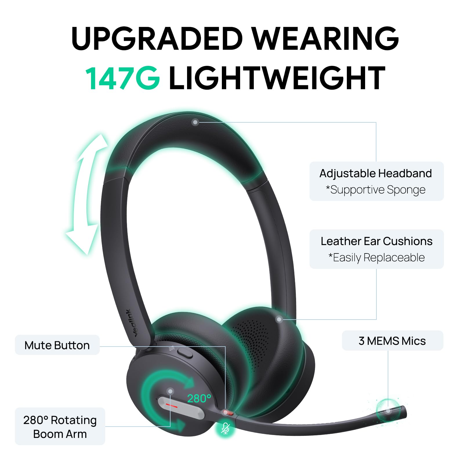 Foto 7 pulgar | Auriculares Inalámbricos Yealink Bh70 Dual Uc Con Micrófono Bluetooth 35h - Venta Internacional.