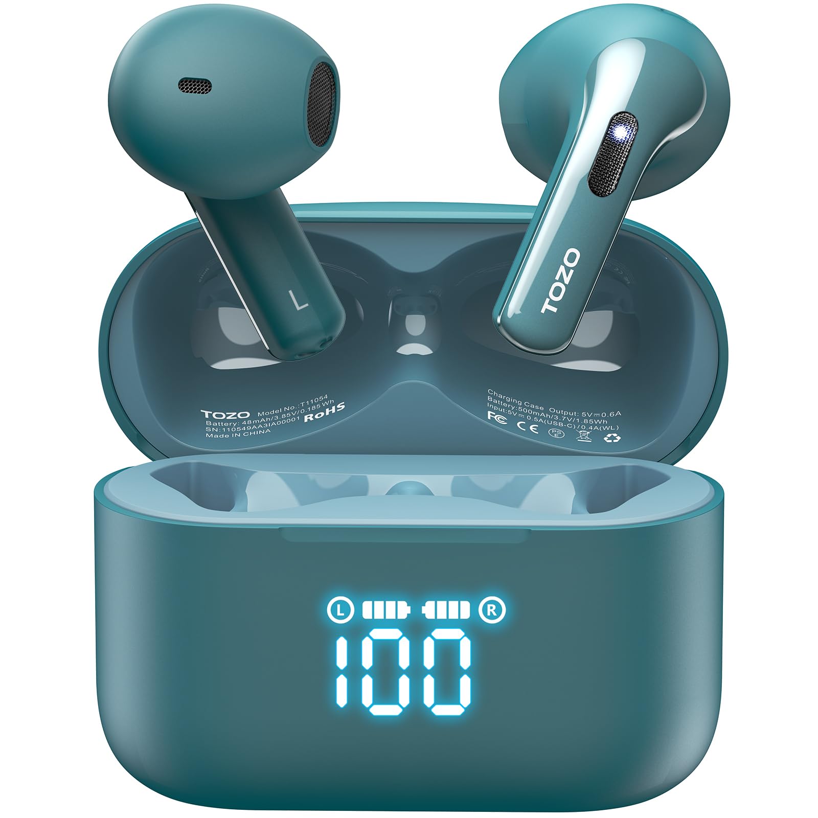 Foto 1 | Auriculares Inalámbricos Tozo T21 Bluetooth 5.3 Con Micrófono Dual Verdes - Venta Internacional.