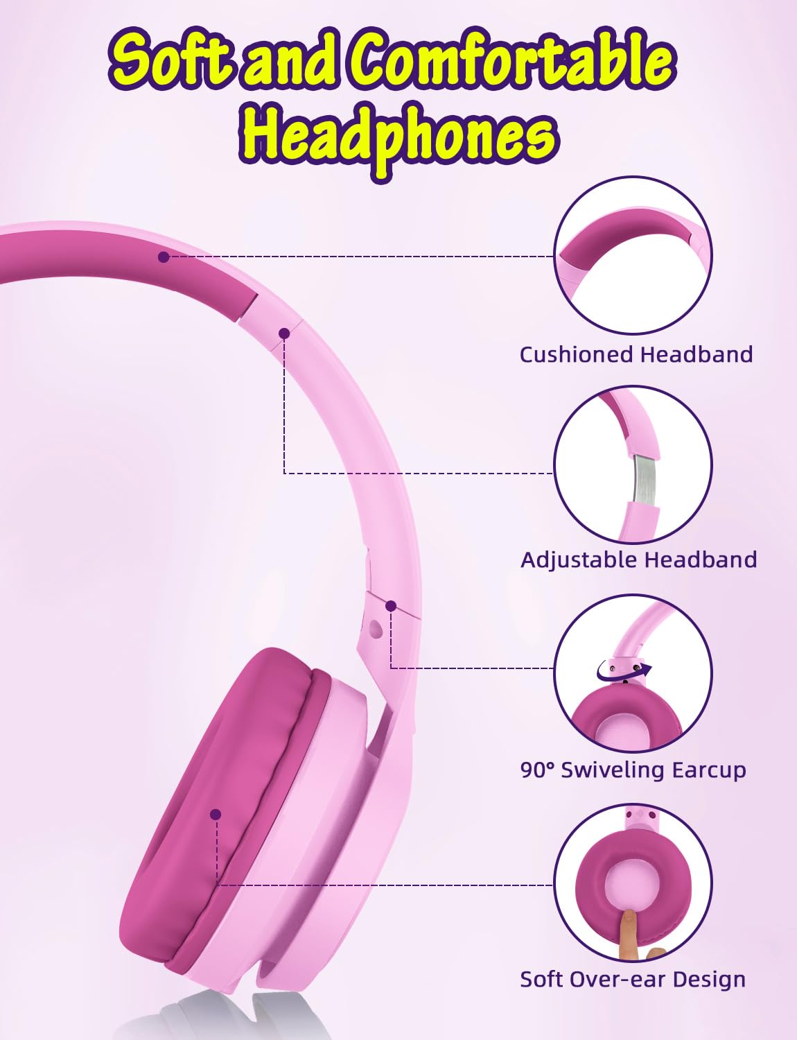 Foto 6 pulgar | Auriculares Voopwink Kids Con Micrófono Para Colocar Sobre La Oreja Con Cable - Venta Internacional.