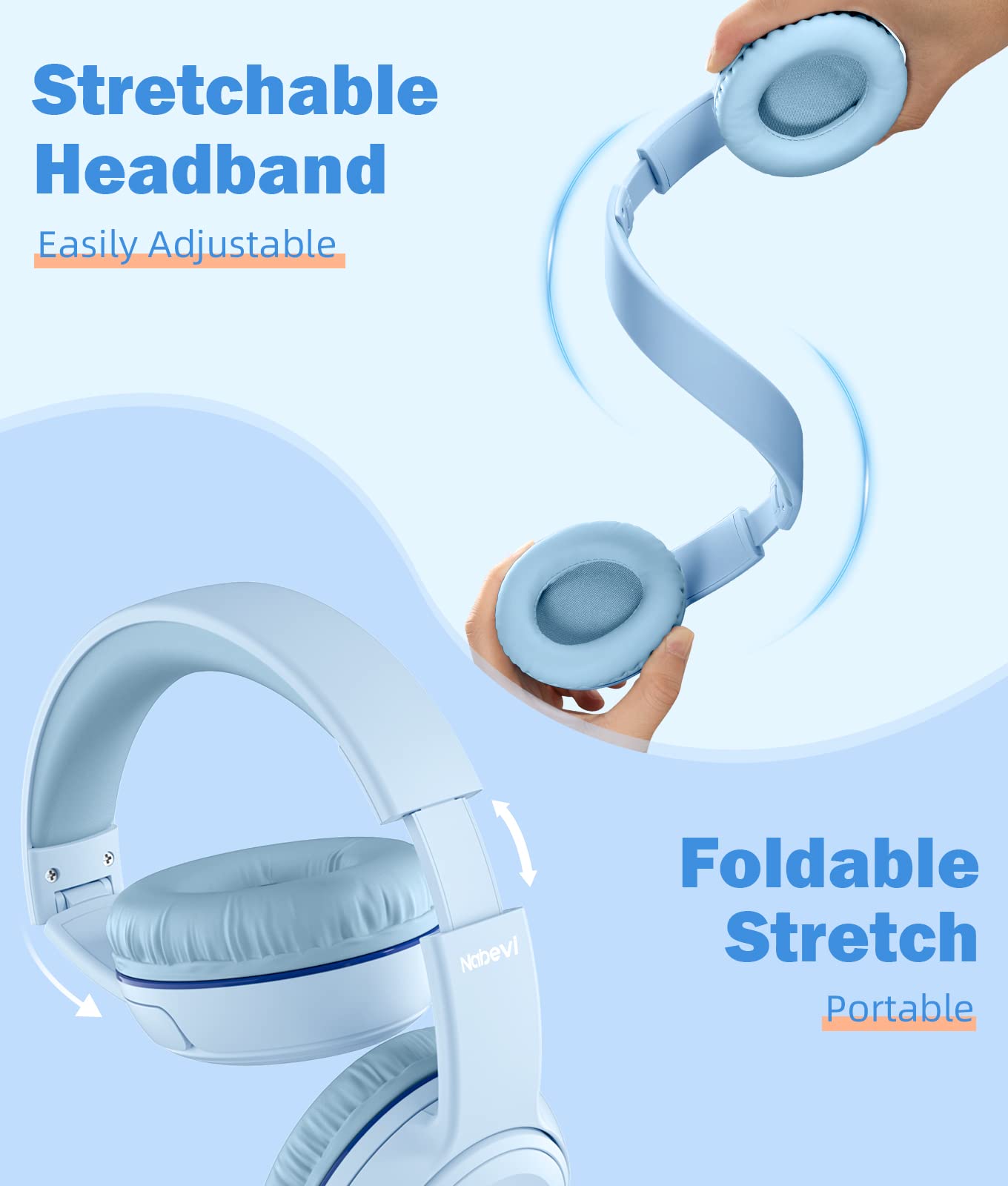 Foto 4 pulgar | Auriculares Nabevi Kids Bluetooth Inalámbricos Con Micrófono 85/93 Db, Color Azul - Venta Internacional.