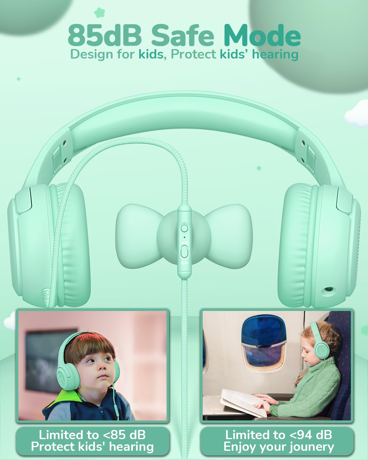 Foto 4 pulgar | Auriculares Awatrue At2 Para Niños Con Micrófono De Más De 3 Años, Color Verde - Venta Internacional.