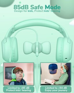 Foto 3 | Auriculares Awatrue At2 Para Niños Con Micrófono De Más De 3 Años, Color Verde - Venta Internacional.