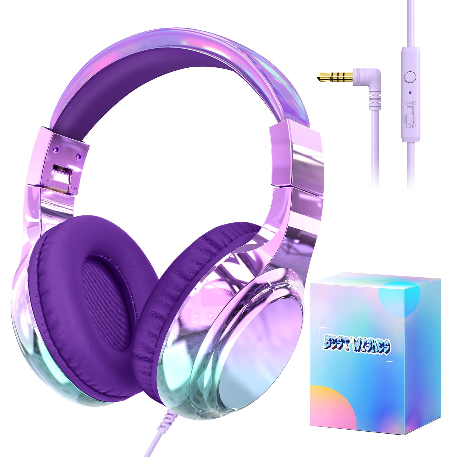 Foto 2 pulgar | Auriculares Qearfun Kids Con Micrófono Y Límite De Volumen Deep Purple - Venta Internacional.