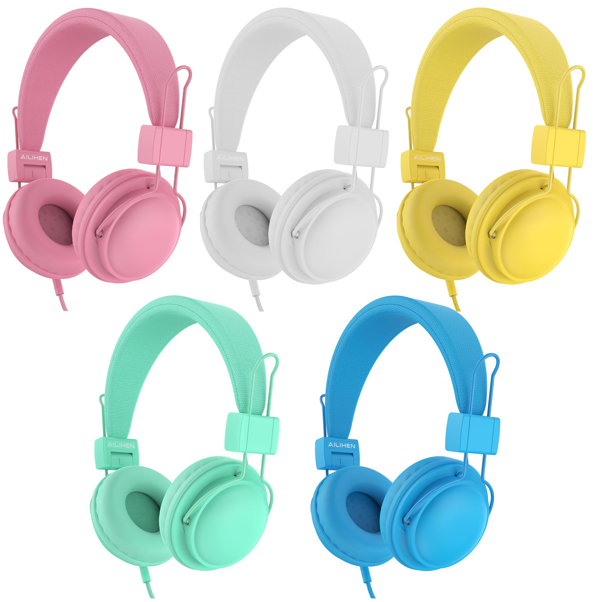 Auriculares Ailihen Para Niños Con Cable Y Micrófono, Paquete De 5, Límite De 85 Db - Venta Internacional.