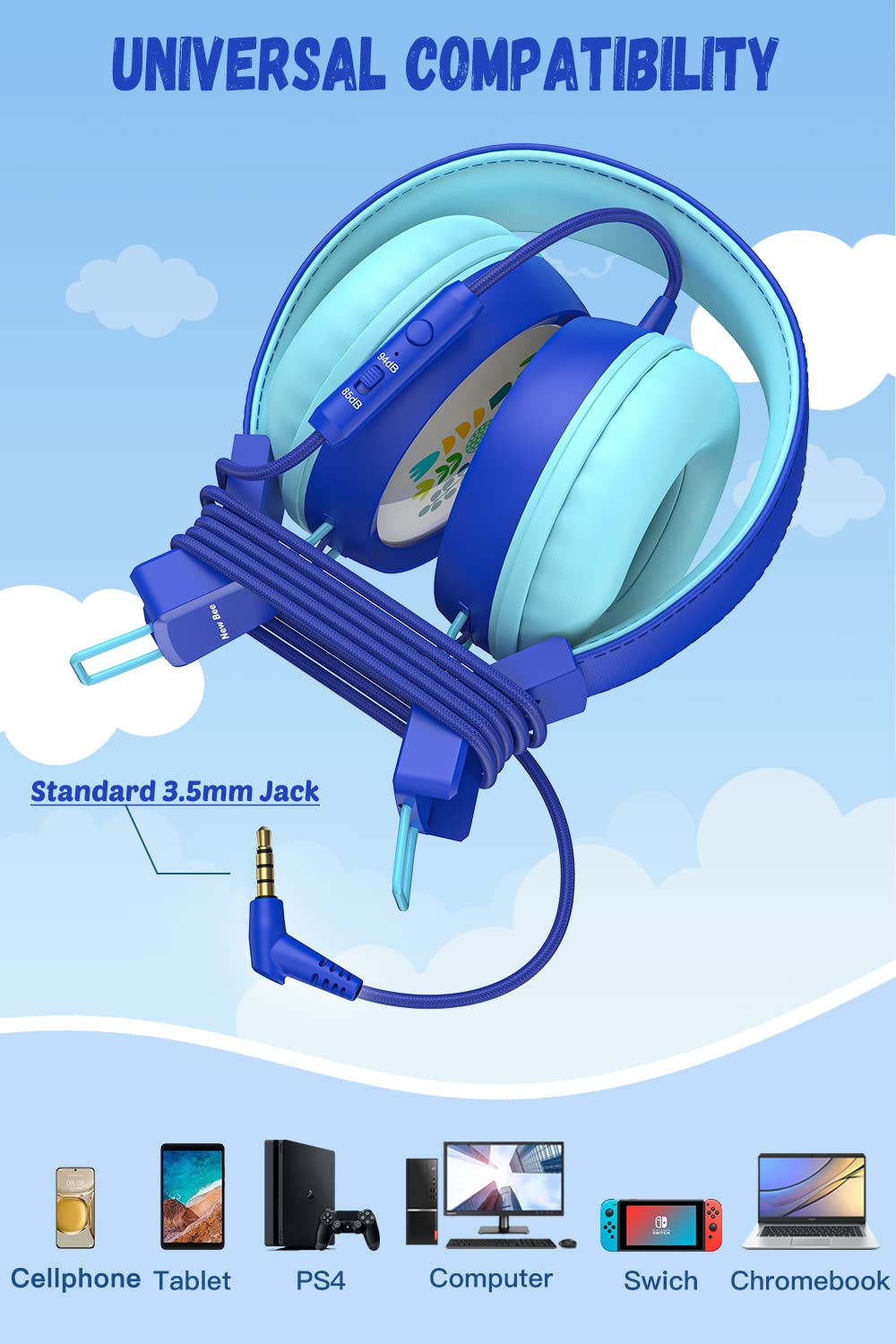 Foto 5 | Auriculares New Bee Kh20 Kids Con Micrófono De Volumen Limitado - Venta Internacional.