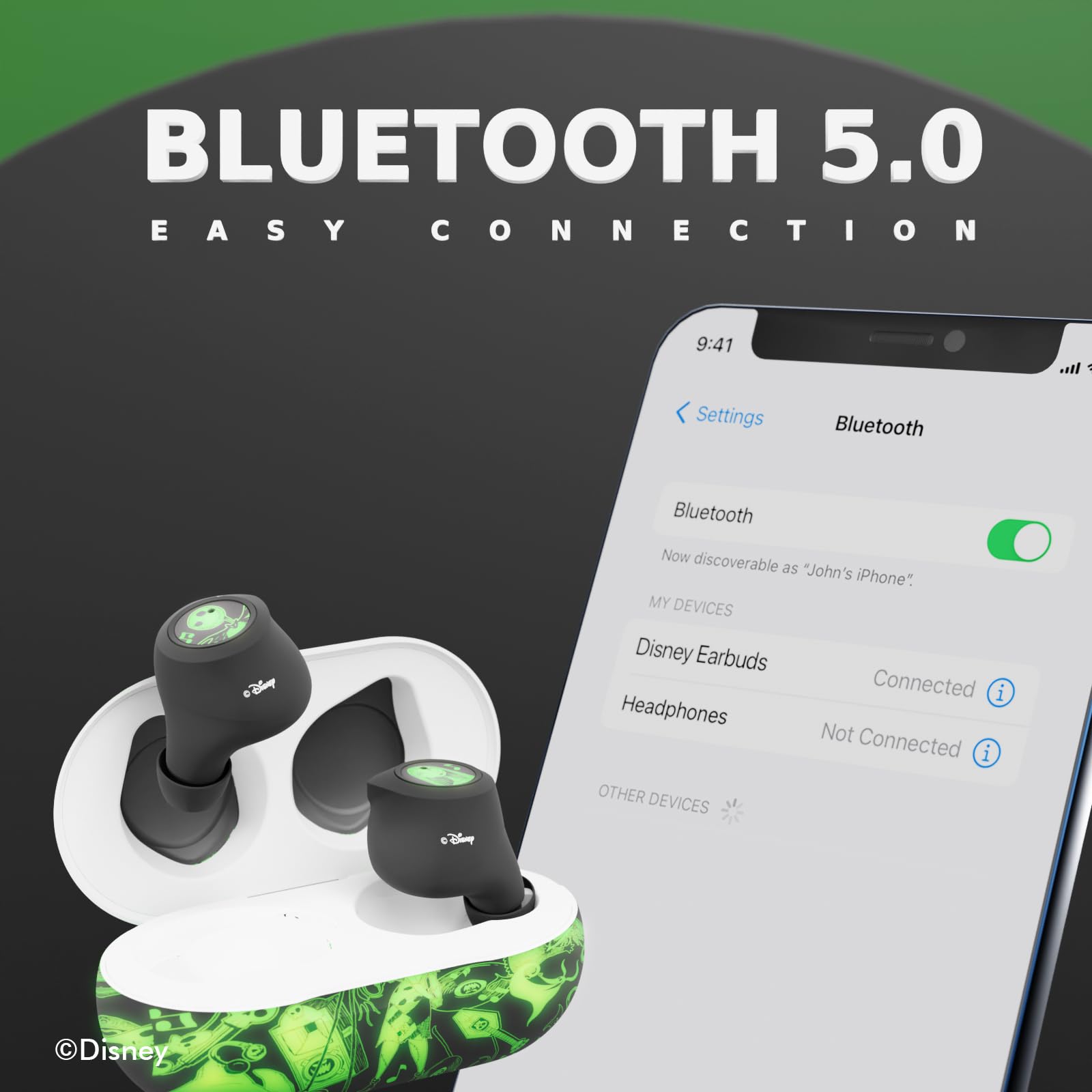 Foto 7 pulgar | Auriculares Tws Ijoy Disney Nightmare Que Brillan En La Oscuridad Bluetooth 5.0 - Venta Internacional.