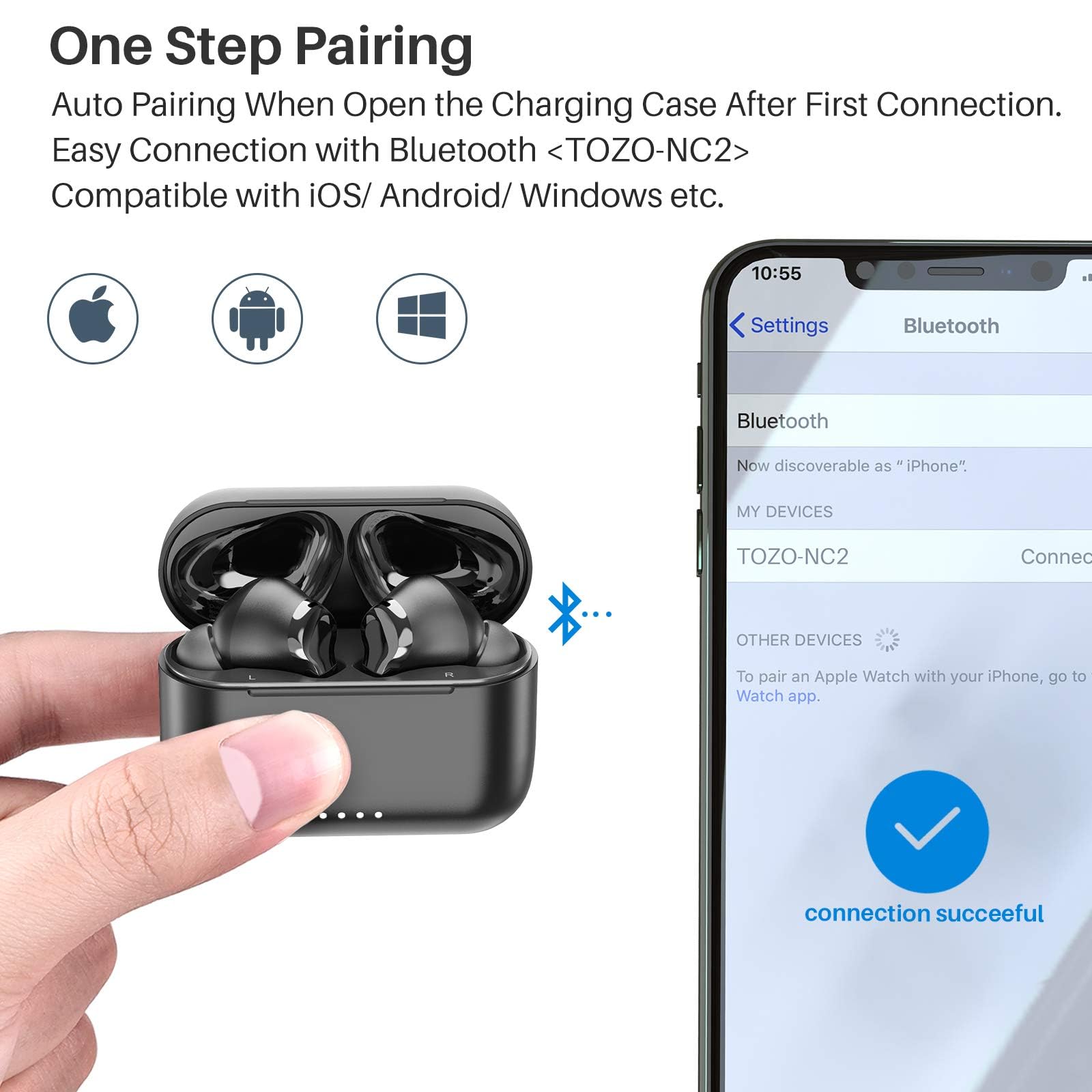 Foto 7 pulgar | Auriculares Inalámbricos Tozo Nc2 Hybrid Con Cancelación Activa De Ruido - Venta Internacional.