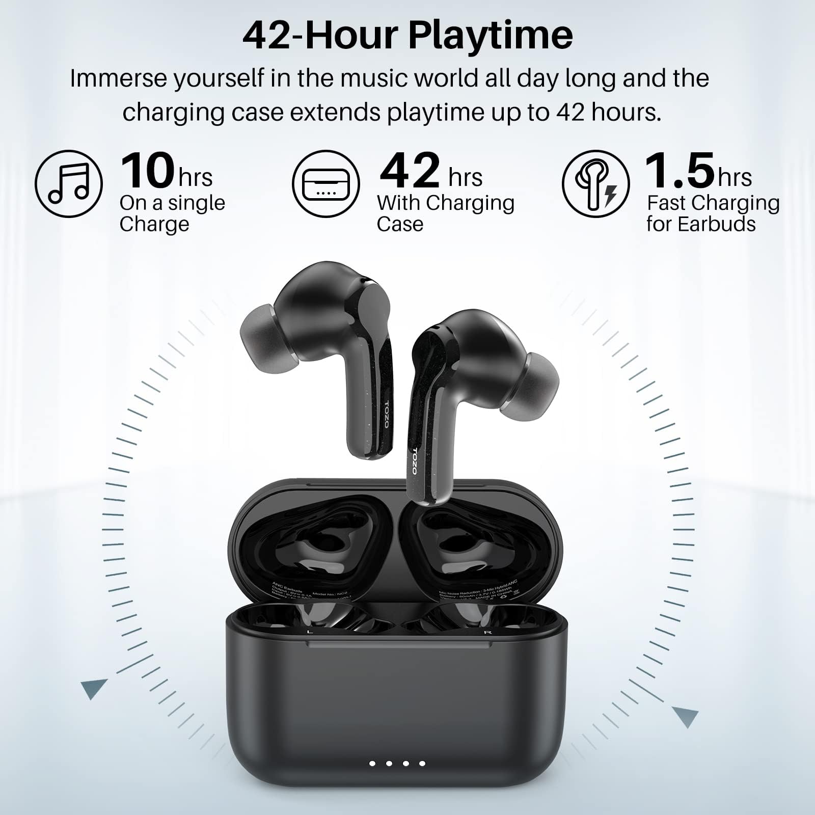 Foto 8 pulgar | Auriculares Inalámbricos Tozo Nc2 Hybrid Con Cancelación Activa De Ruido - Venta Internacional.