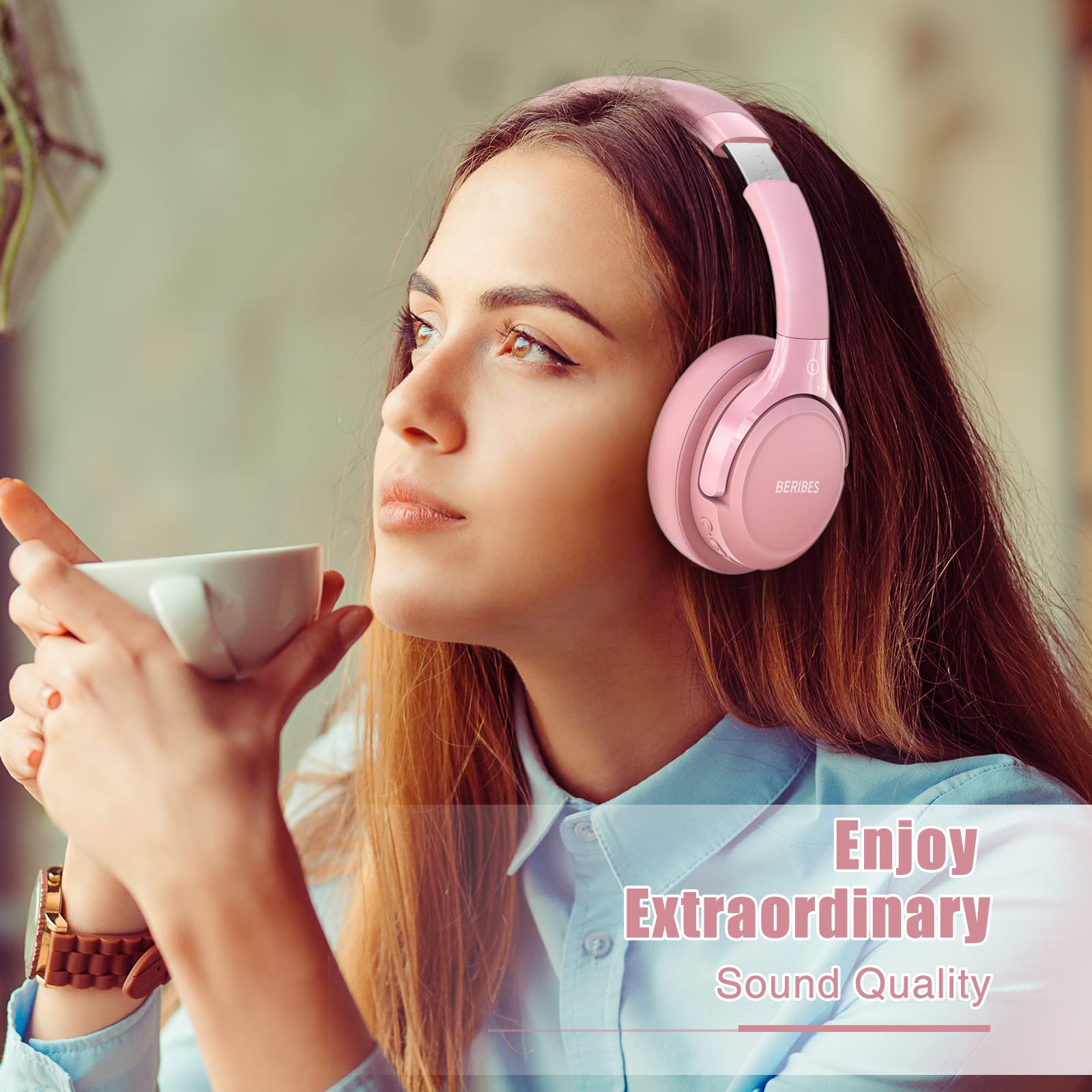 Foto 5 | Auriculares Inalámbricos Beribes 65h Playtime Con 6 Modos De Ecualización, Color Rosa - Venta Internacional.