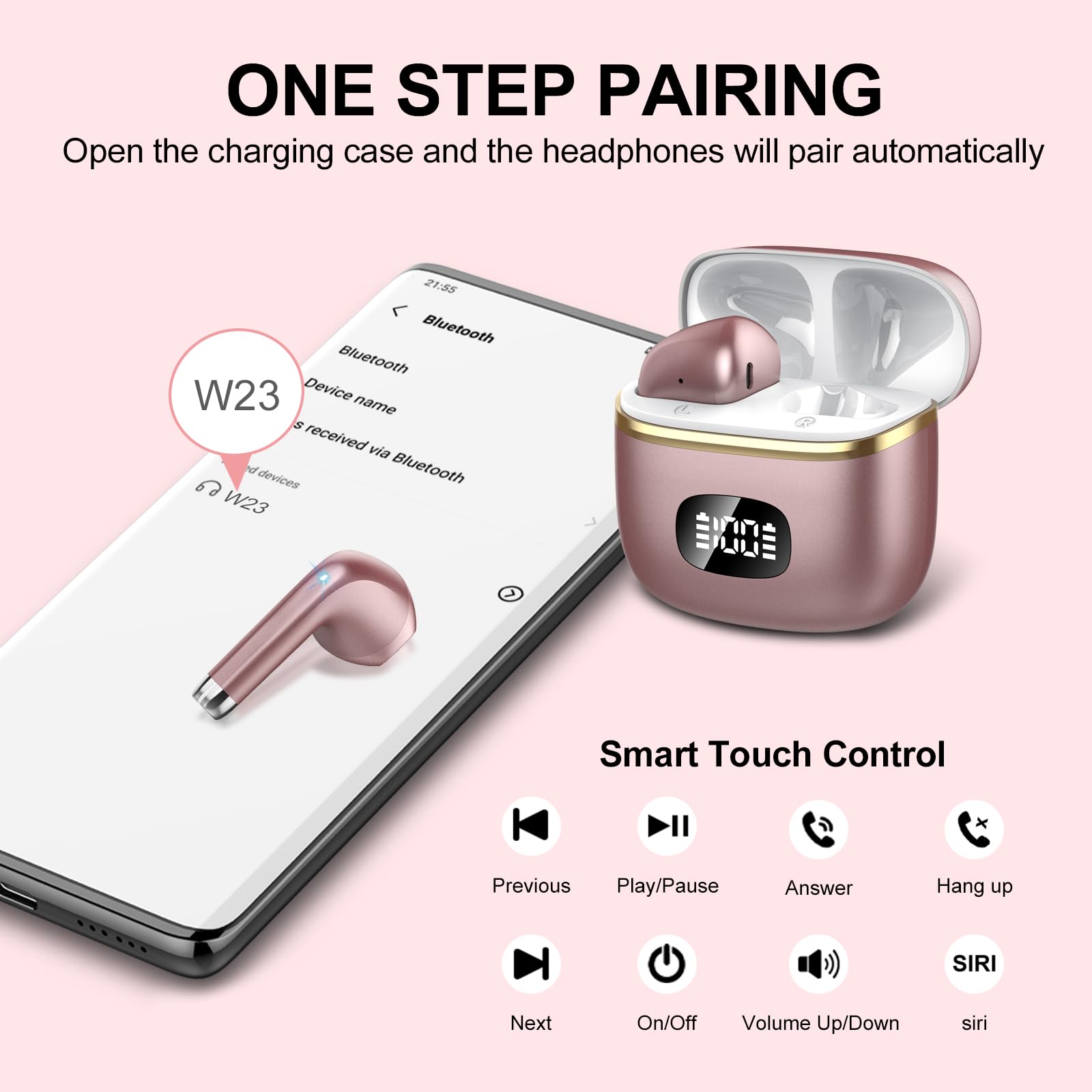 Foto 6 pulgar | Auriculares Inalámbricos Pomuic W23 Bluetooth 5.3 Stereo 40h Playtime - Venta Internacional.