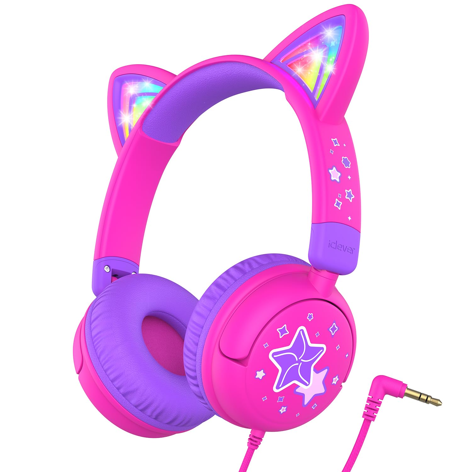 Foto 2 pulgar | Auriculares Para Niños Iclever Cat Ear Led Con Luz Led De 85 Dba, Volumen Seguro - Venta Internacional.