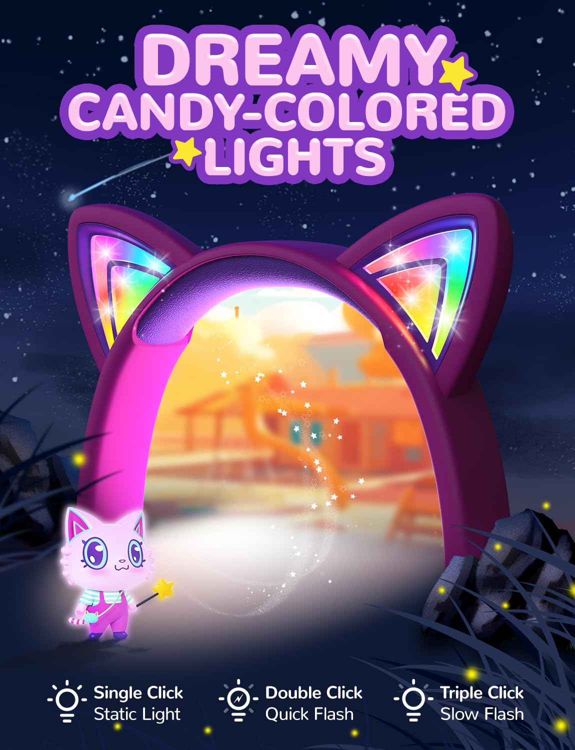 Foto 3 pulgar | Auriculares Para Niños Iclever Cat Ear Led Con Luz Led De 85 Dba, Volumen Seguro - Venta Internacional.