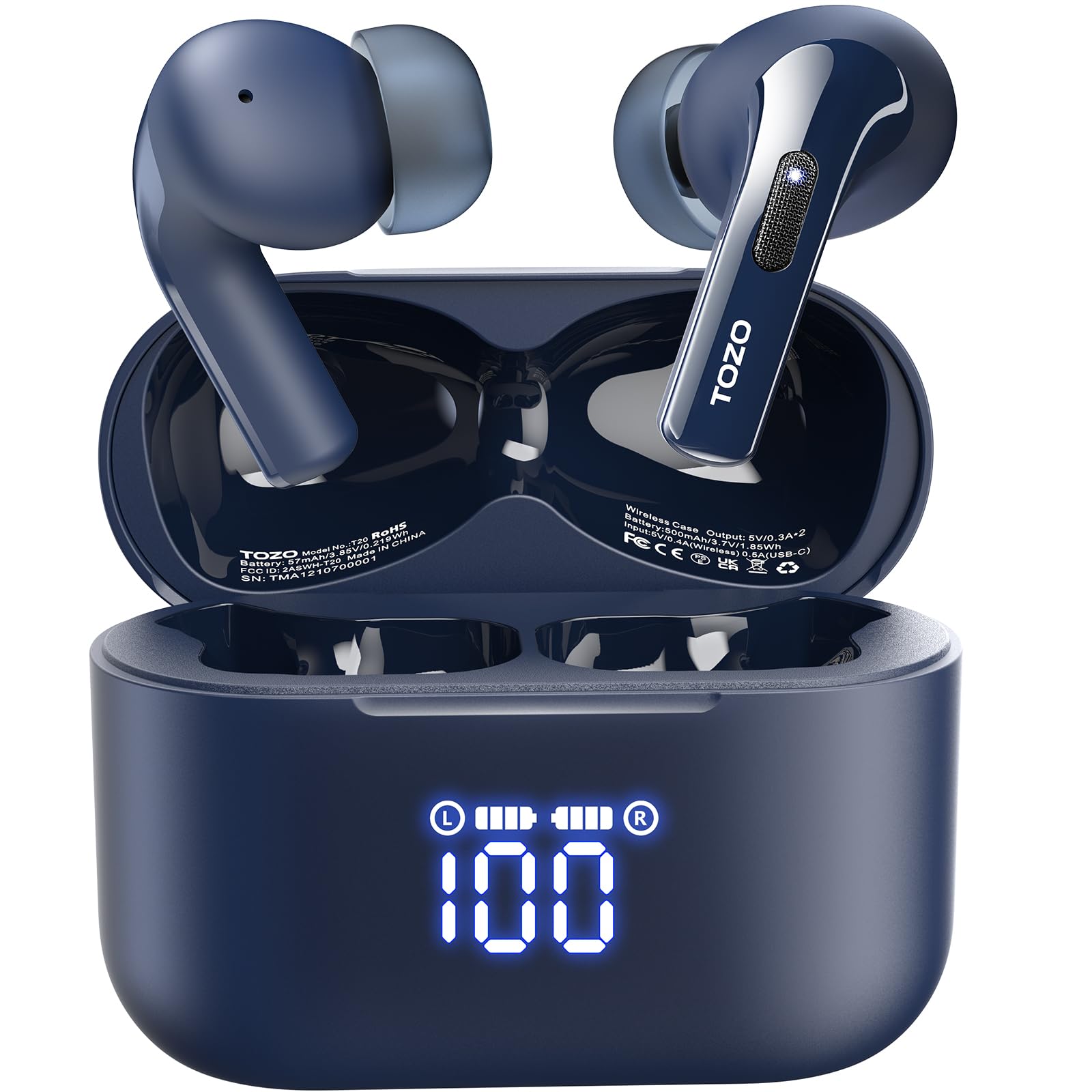 Auriculares Inalámbricos Tozo T20 Bluetooth Ipx8 Azul - Venta Internacional.