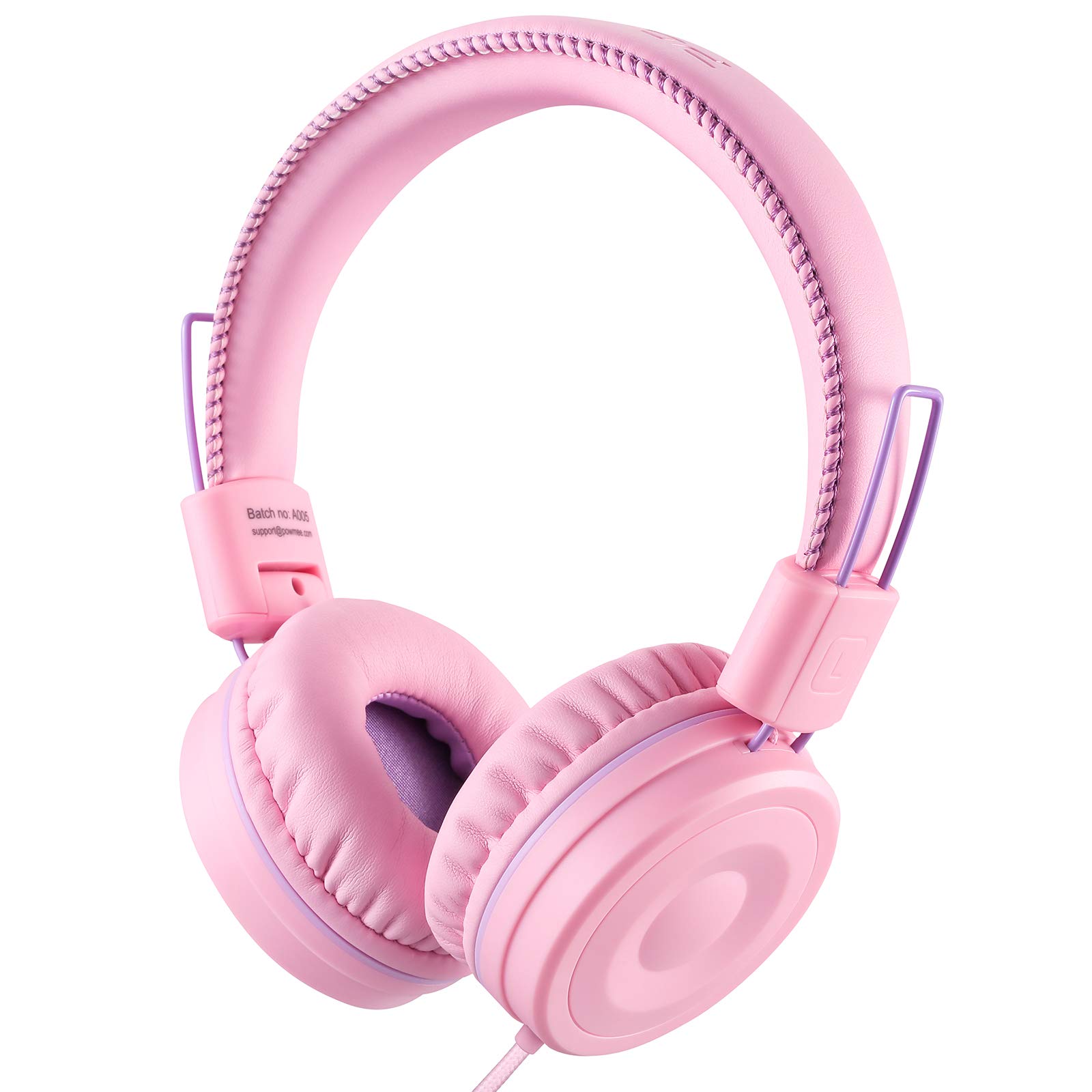 Auriculares Powmee M1 Para Niños Con Cable, Plegables Y Ajustables, Rosa - Venta Internacional.